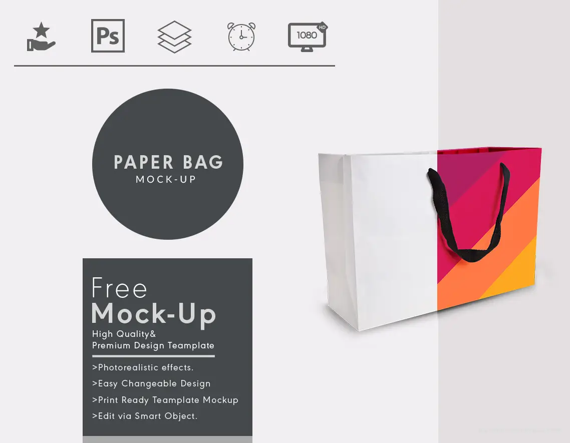 paper bag mock up psd template