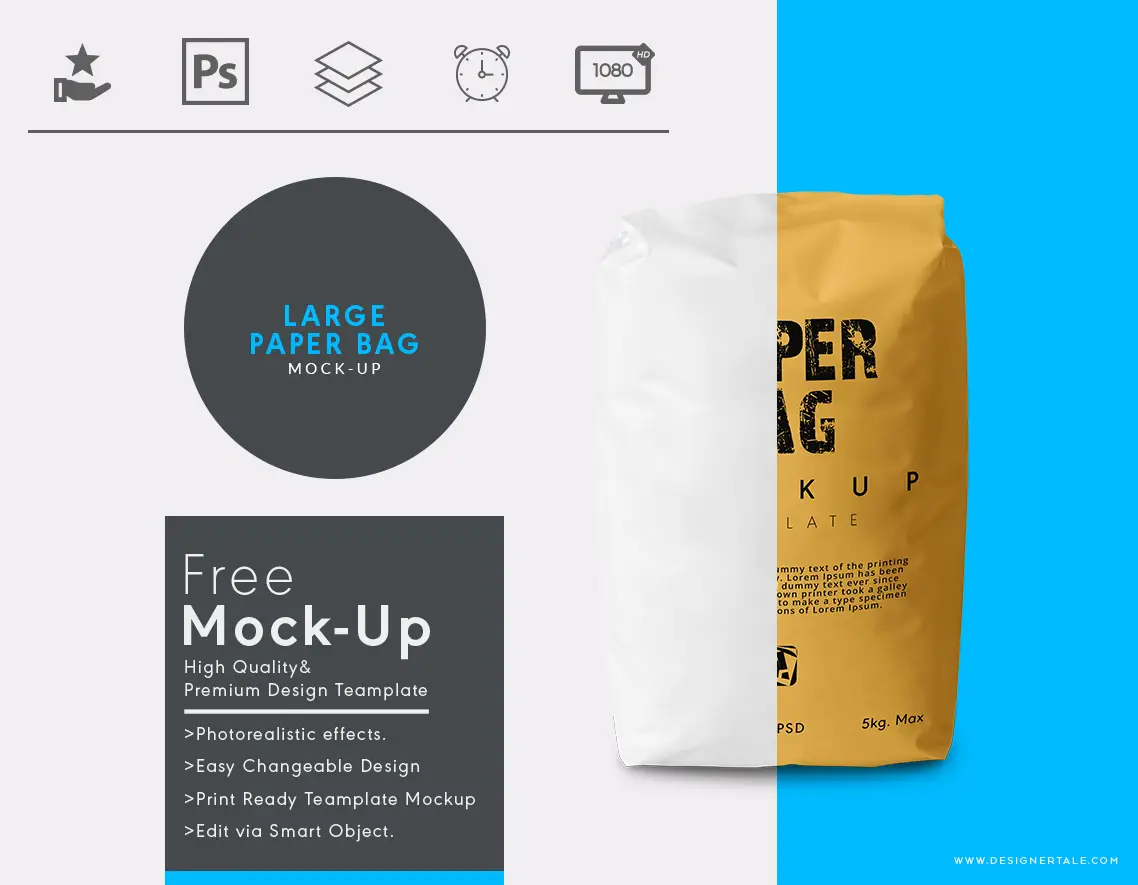 Paper sack bag mockup