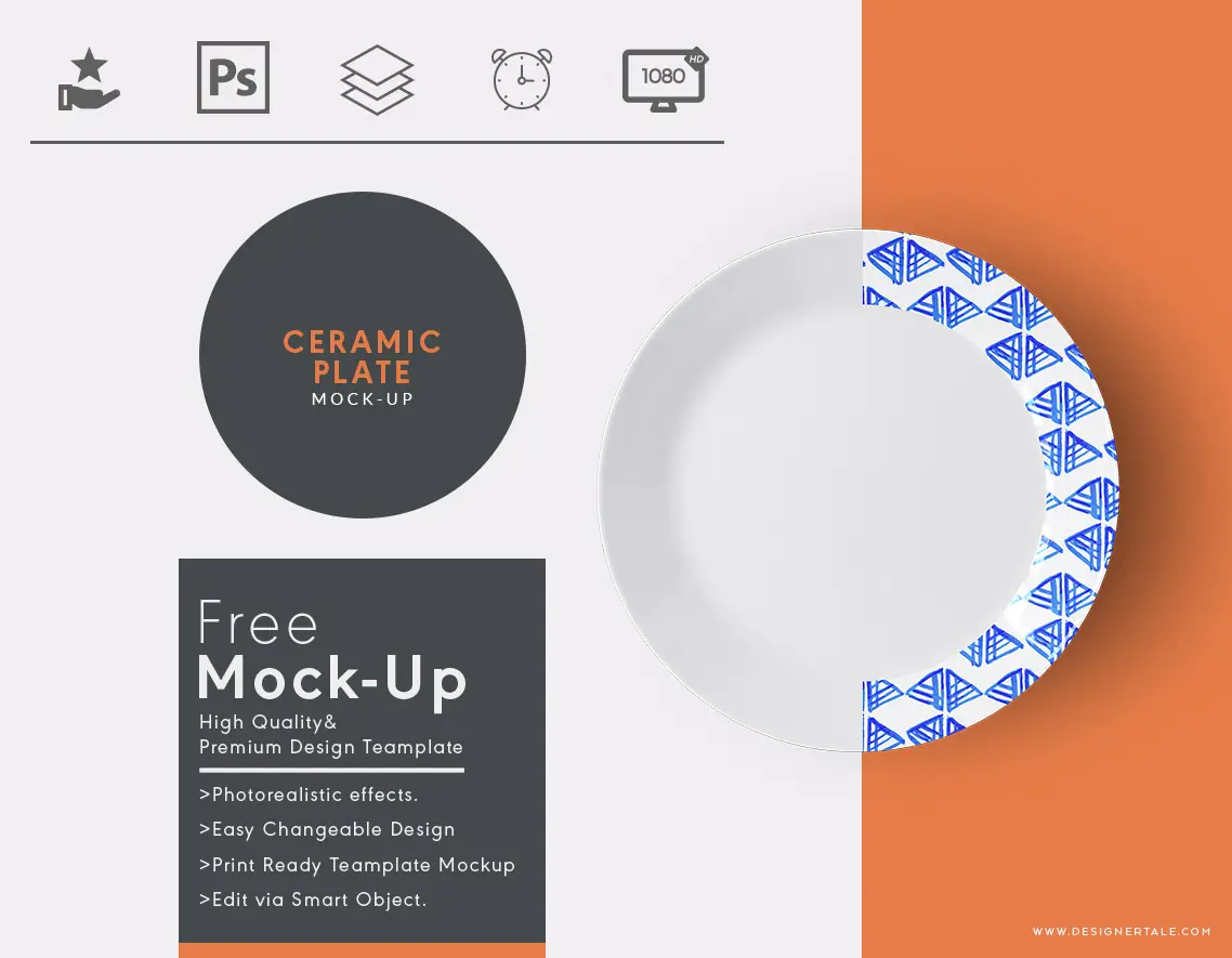 Top view ceramic plate mock up