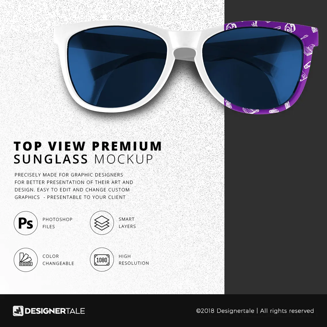 Top view beach sun glass mock up