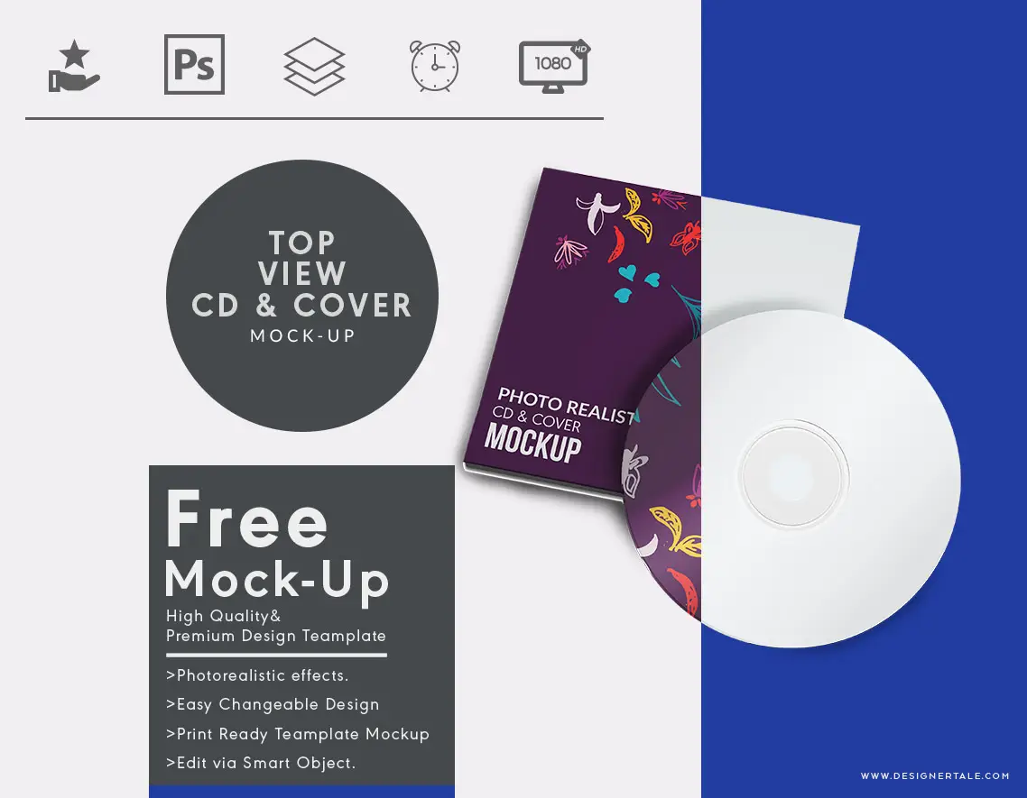 top view cd and cover mock up