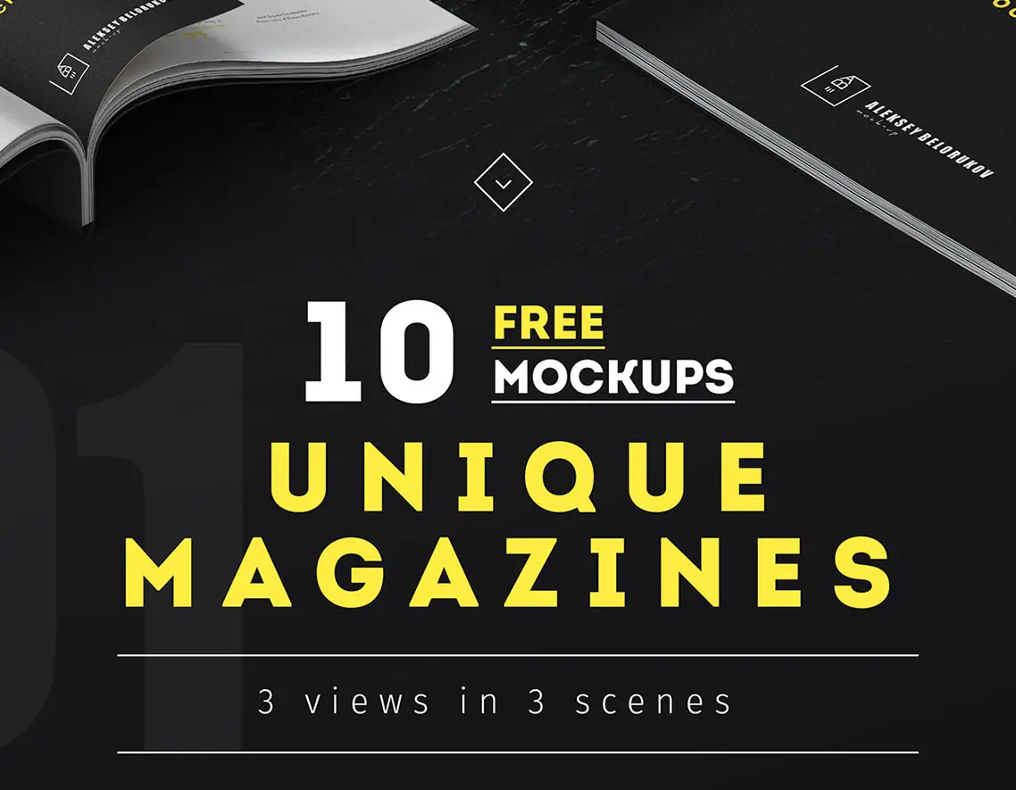 collection of free magazines mockup set