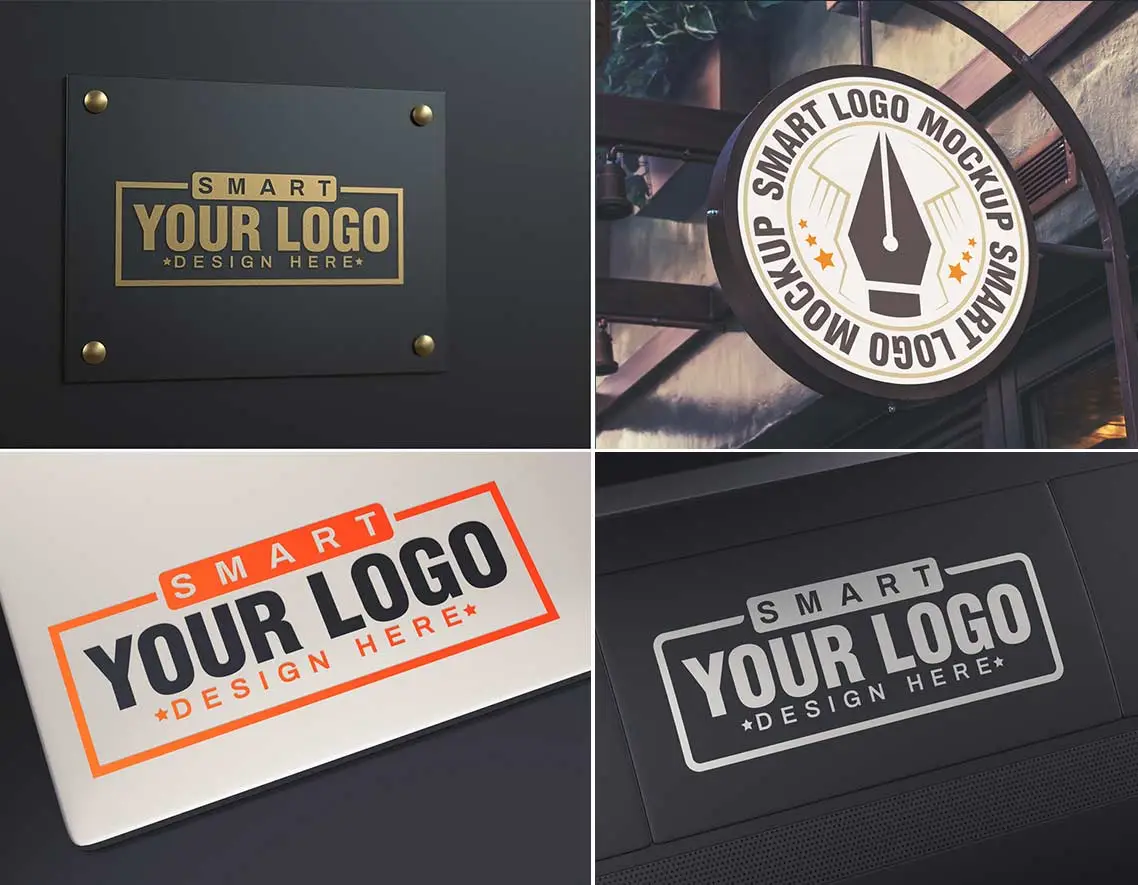 collection of 4 free logo mockups