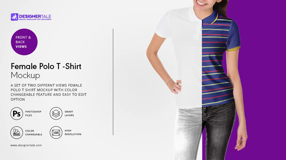 female polo t shirt mockup