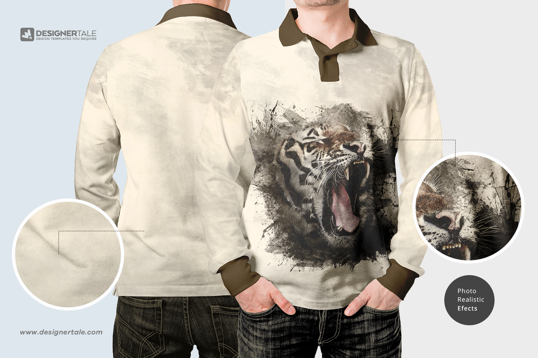 long sleeve men polo shirt mock up psd with color customization