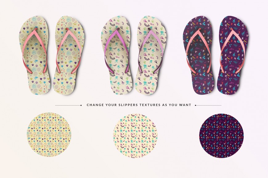 top view slippers mockup