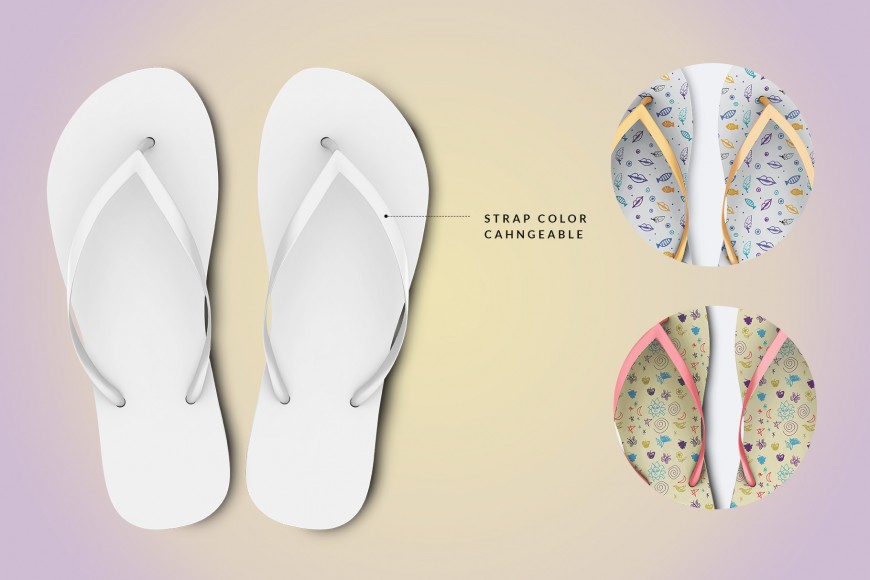 top view slippers mockup