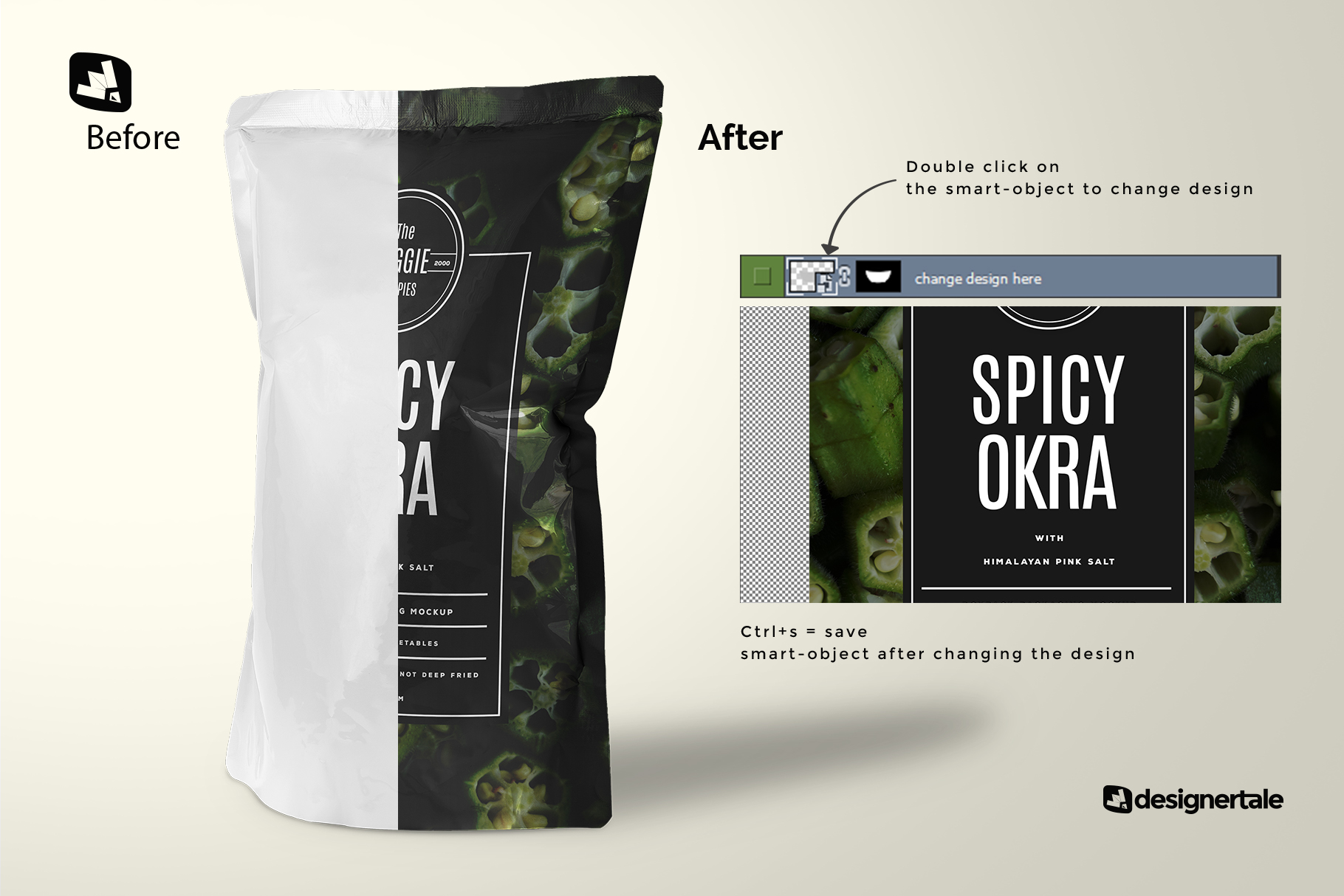 how to change label design of the doypack snacks packaging mockup