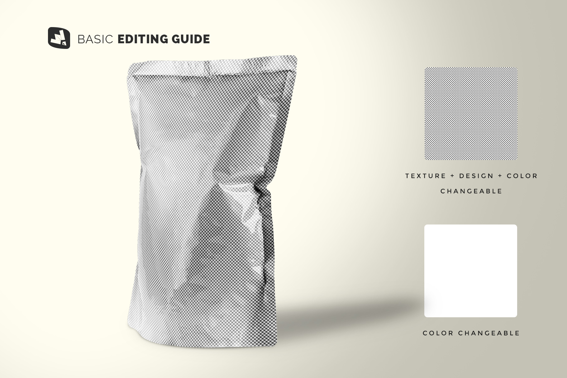 editability of the doypack snacks packaging mockup