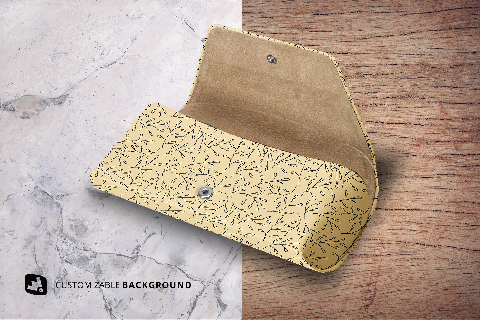 background options of the leather eyewear box mockup