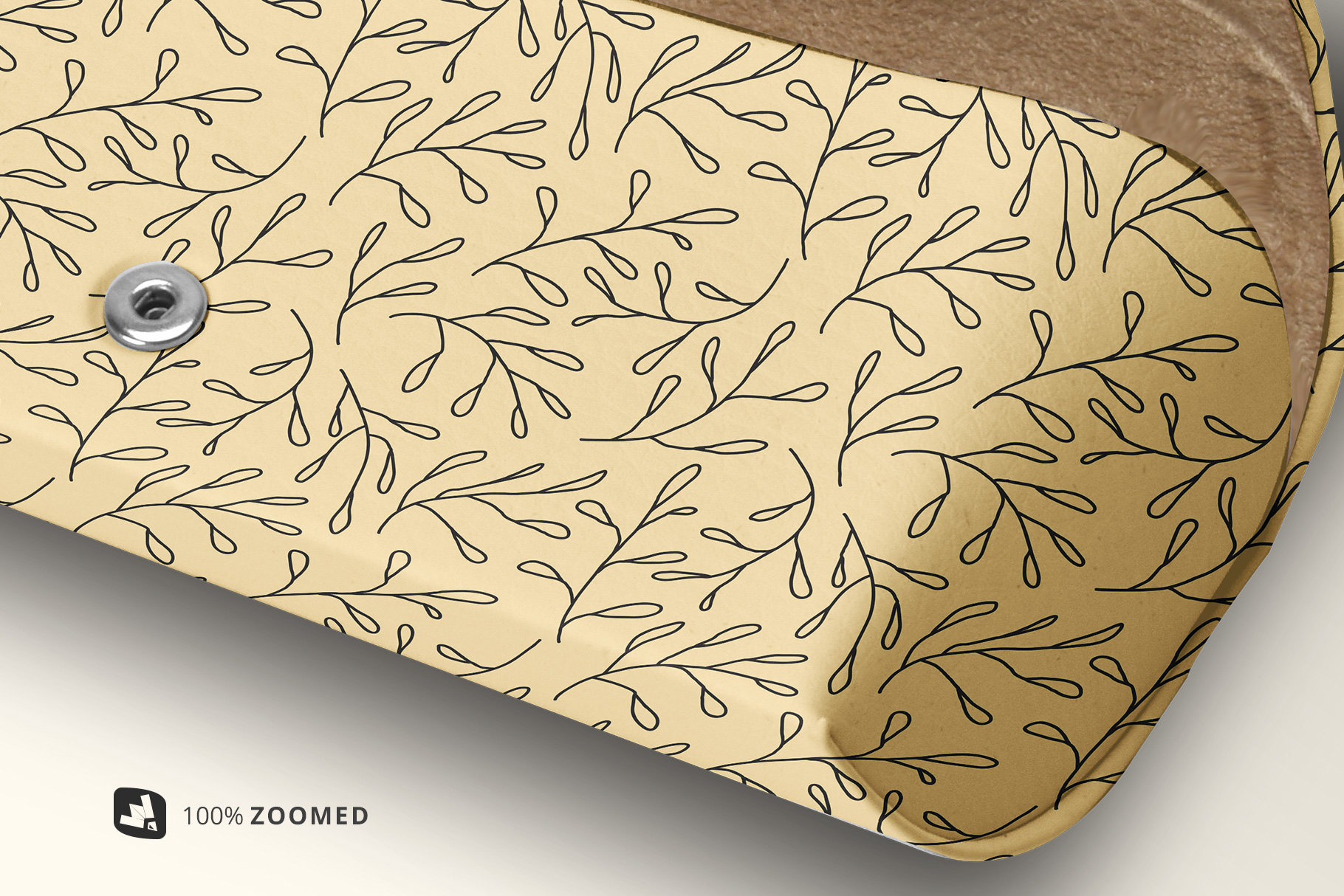 zoomed in image of the leather eyewear box mockup