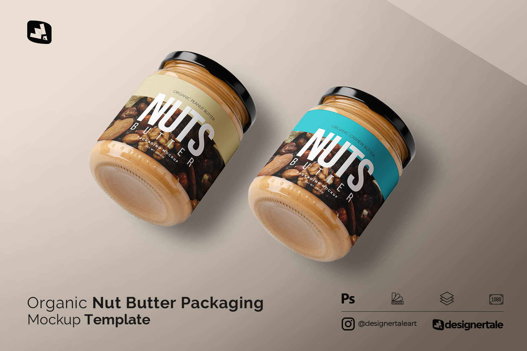organic nut butter packaging mockup