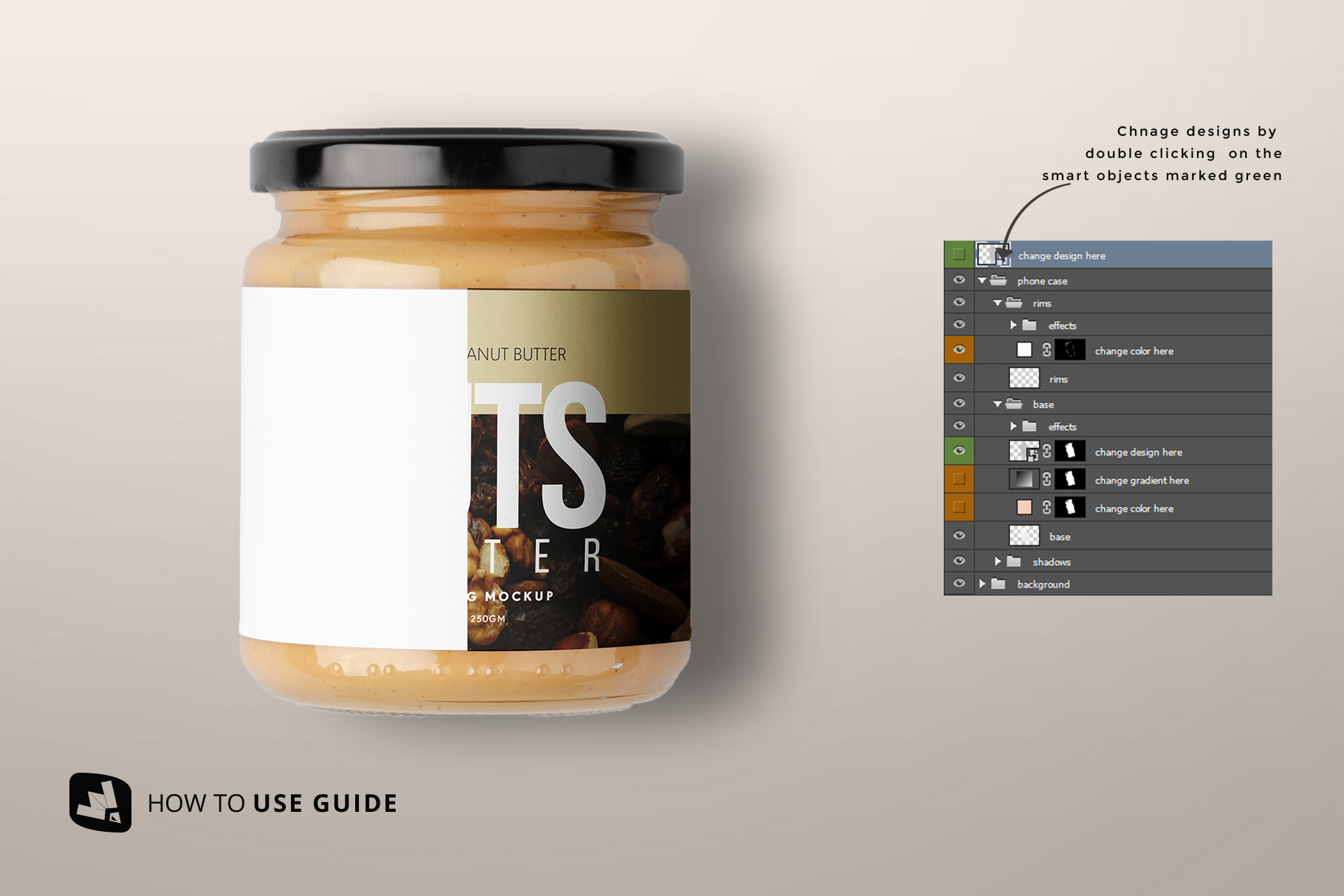 how to change label design of the organic nut butter packaging mockup