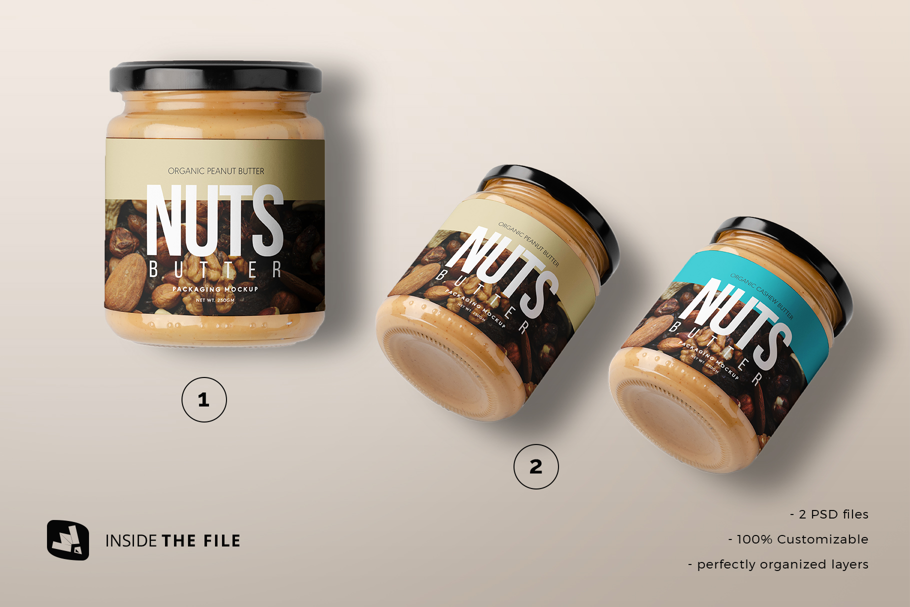 files included in the organic nut butter packaging mockup