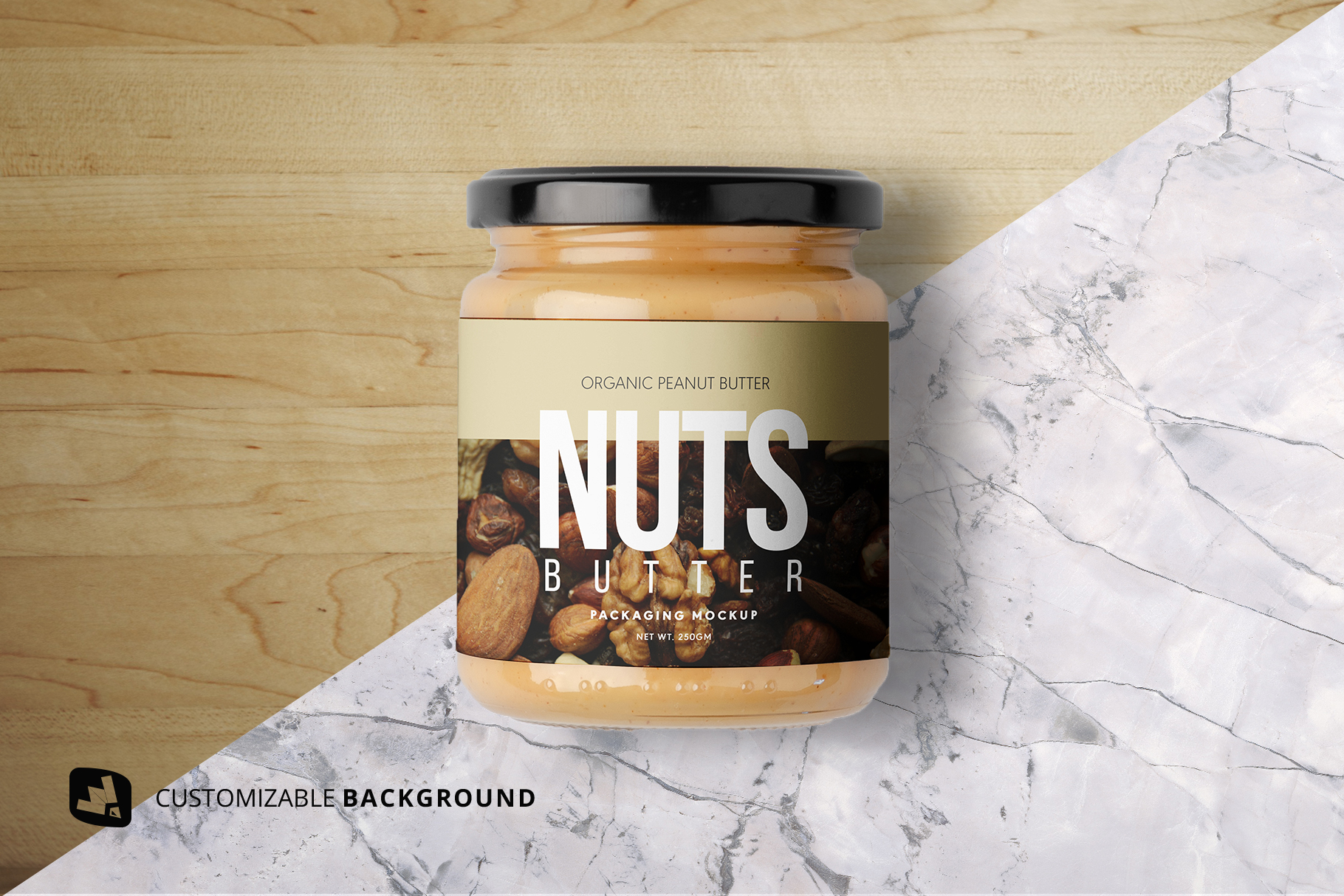 background options of the organic nut butter packaging mockup