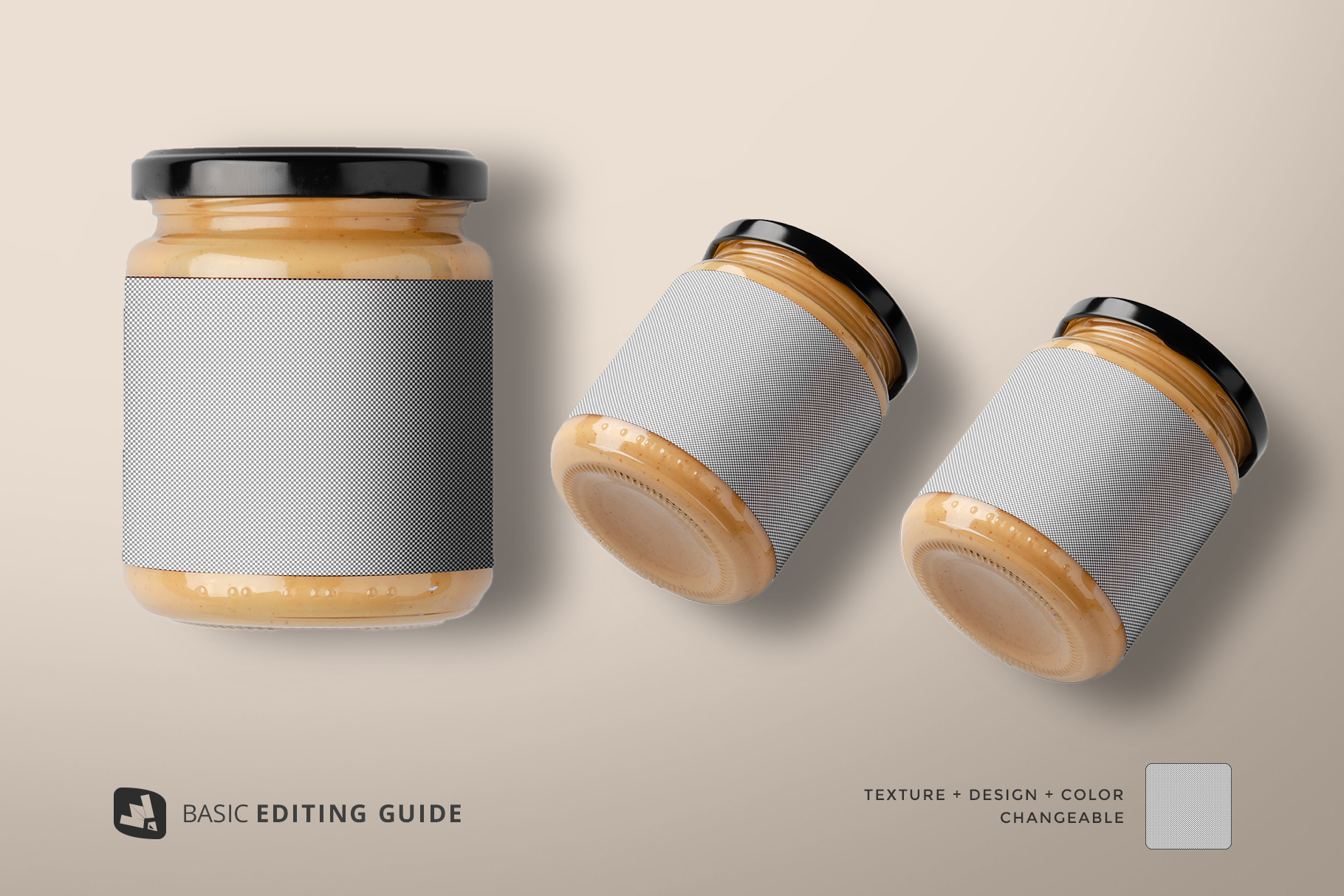 editability of the organic nut butter packaging mockup