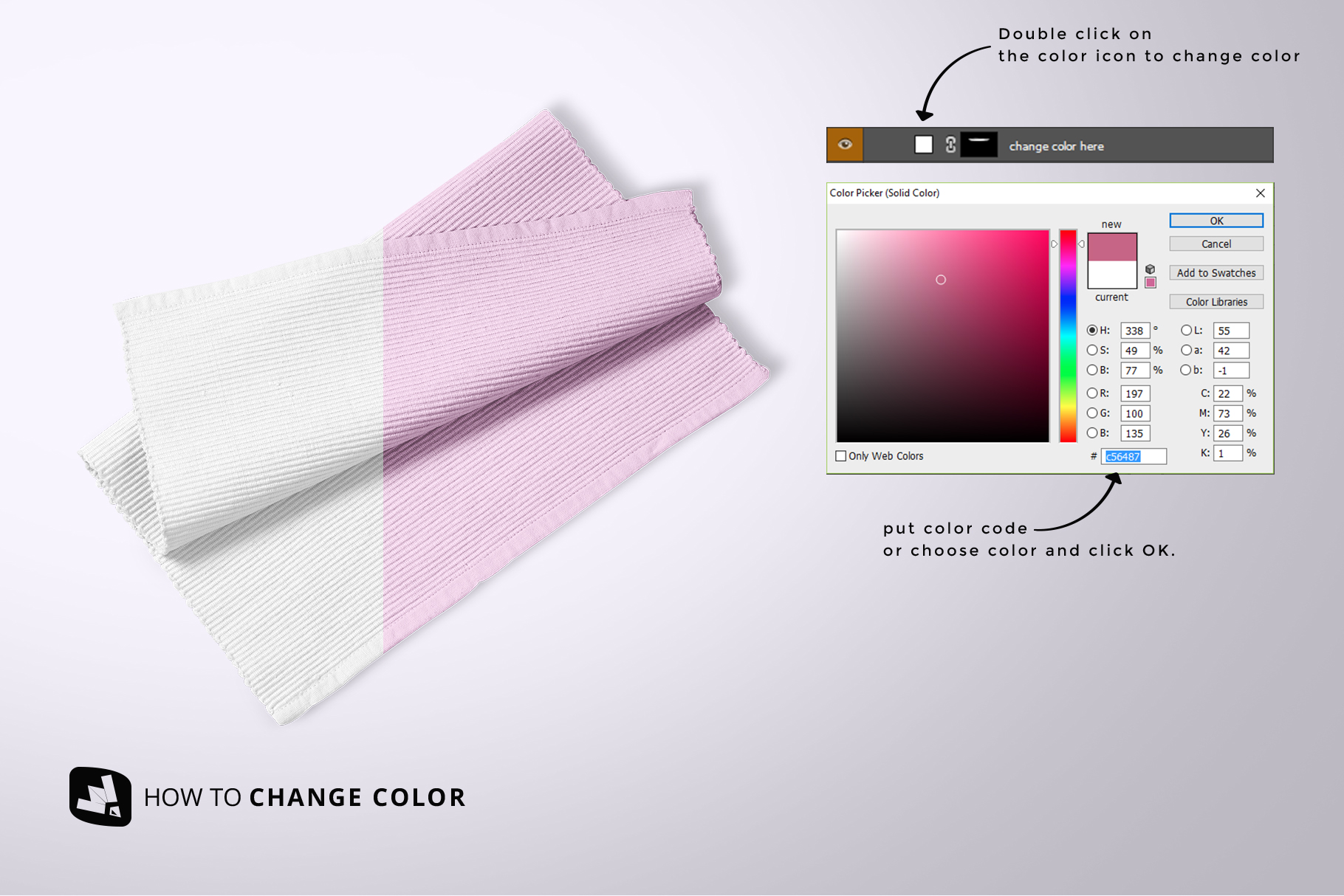 how to change color of the top view cloth table mat set mockup