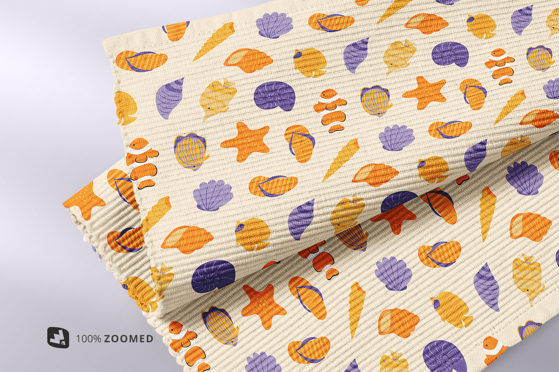 zoomed in image of the top view cloth table mat set mockup