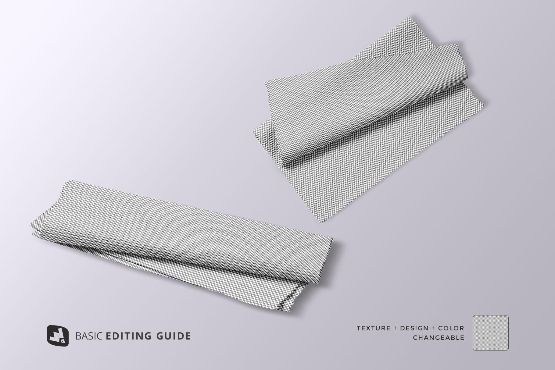 editability of the top view cloth table mat set mockup