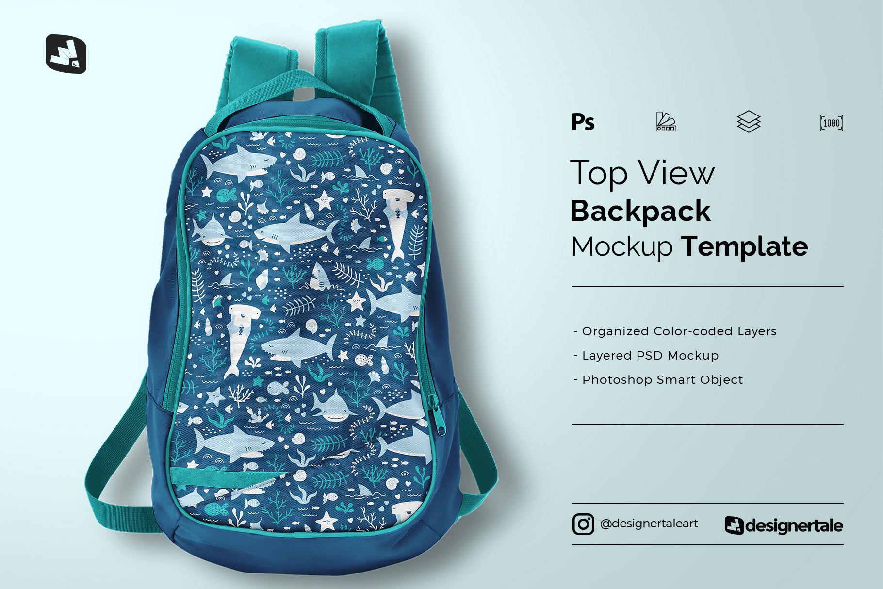 top view backpack mockup