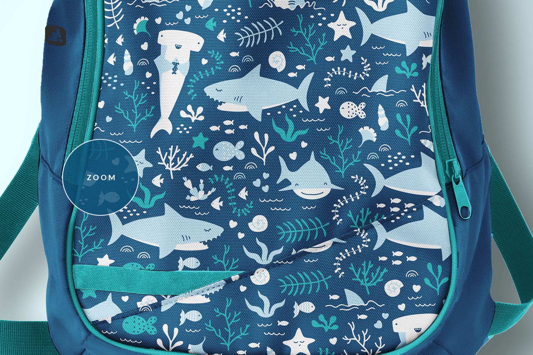 zoomed in image of the top view backpack mockup