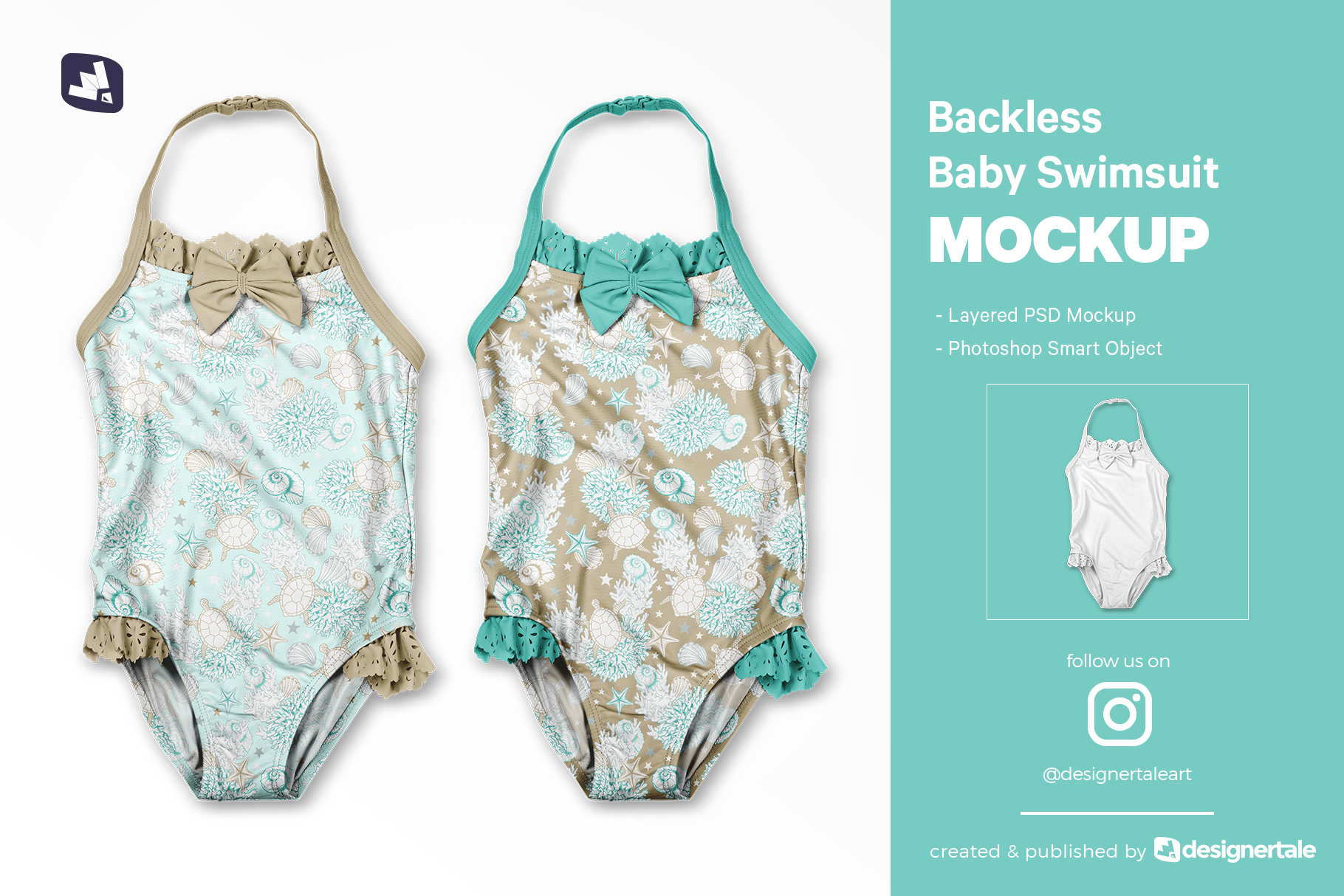backless baby swimsuit mockup