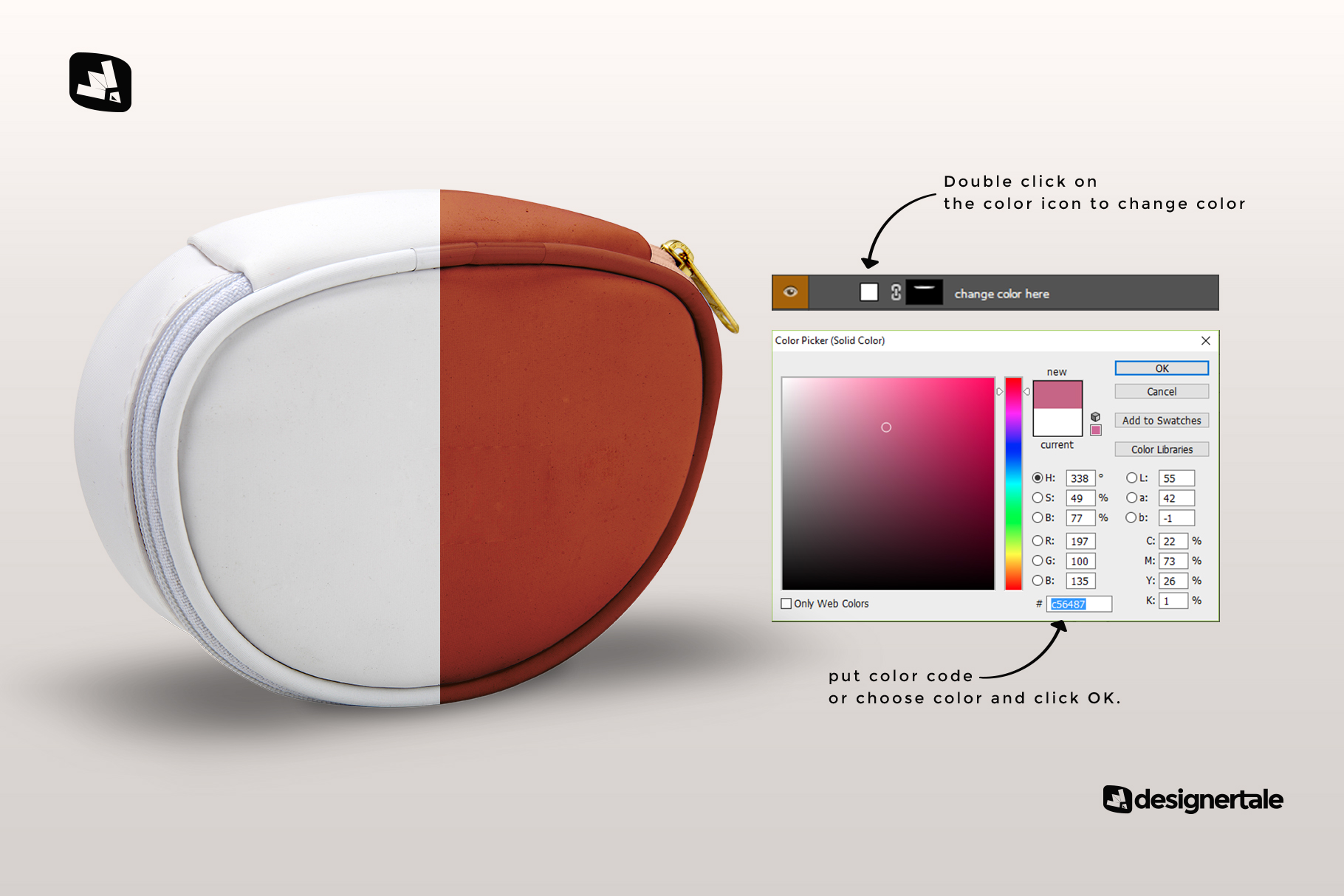 how to change color of the luxury carry on toiletry bag mockup