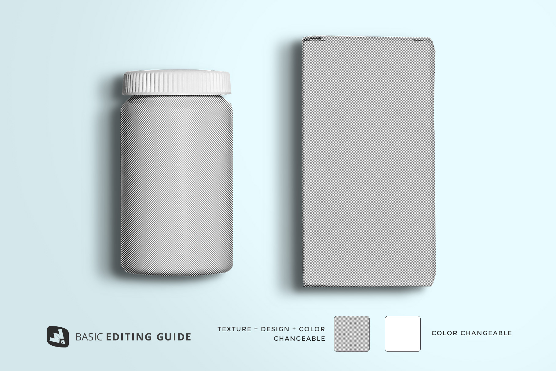 editability of the top view pill bottle packaging mockup