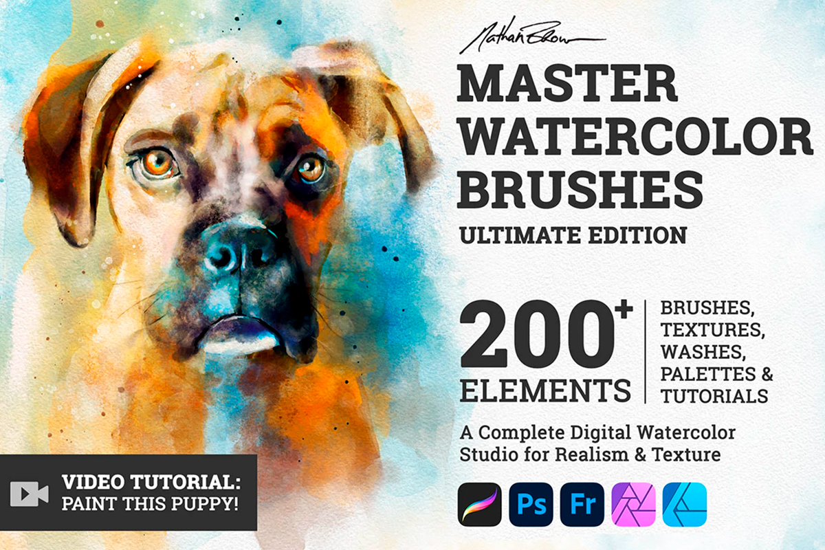 the ultimate water color brush collection and tutorial by Nathan Brown