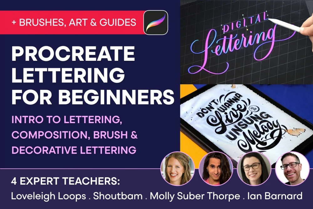 Procreate lettering for beginners course on Designcuts