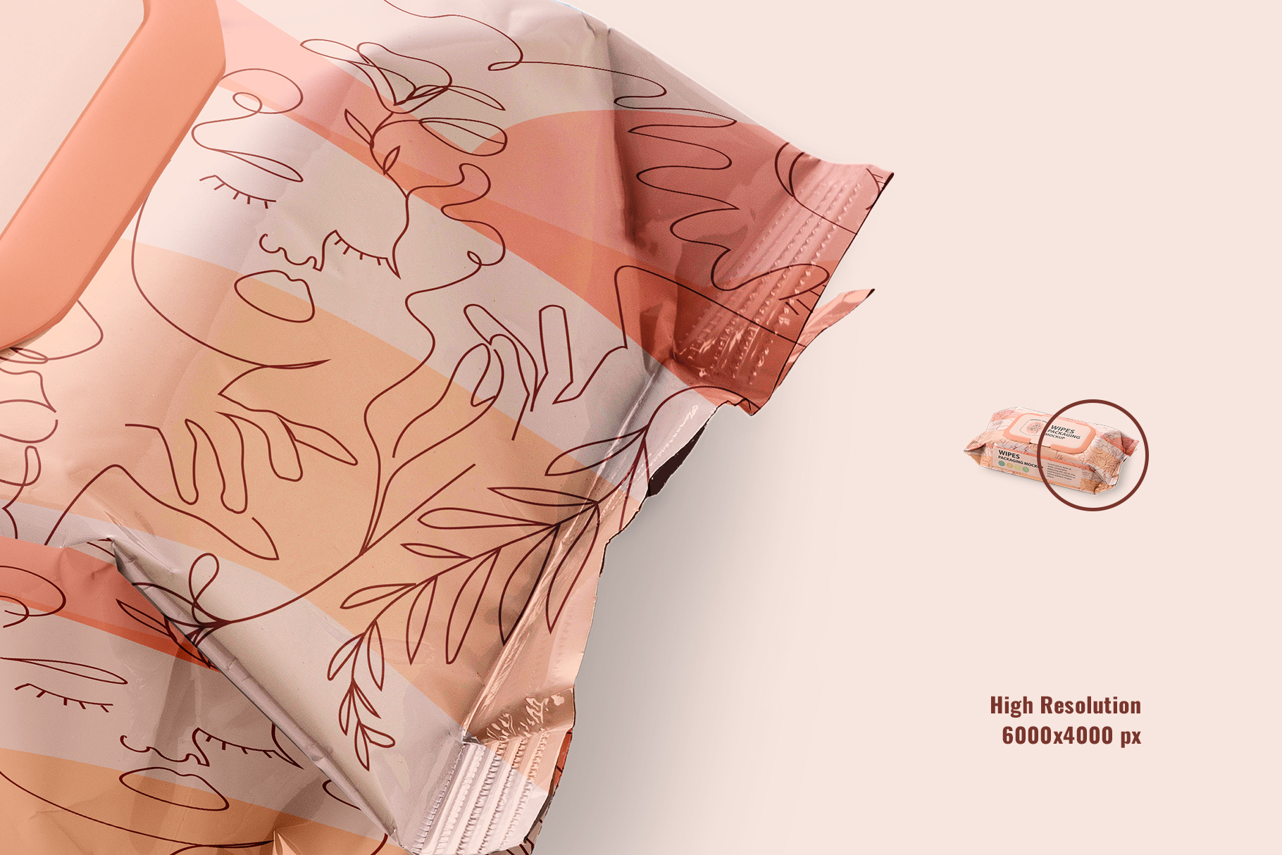 zoomed image of the disposable wet wipes branding mockup