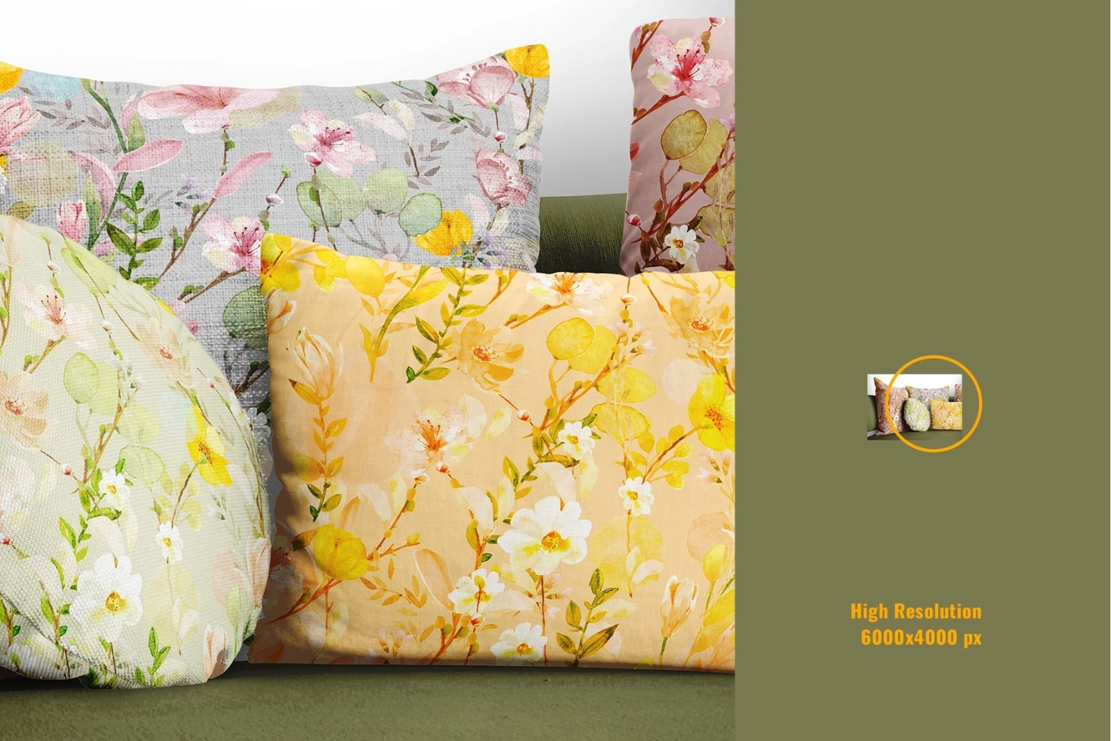 zoomed image of the organic cotton throw pillow mockup set preview-4
