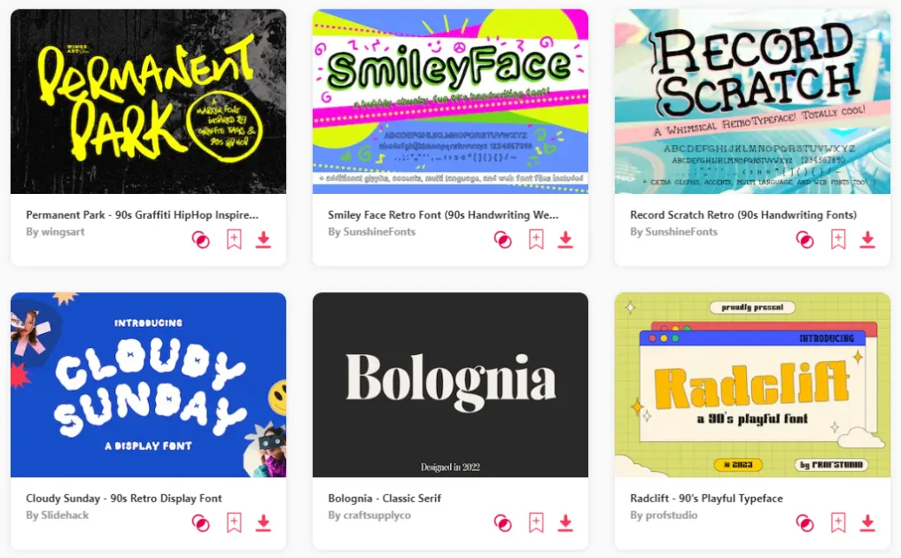 Best 90s fonts on Envato Elements