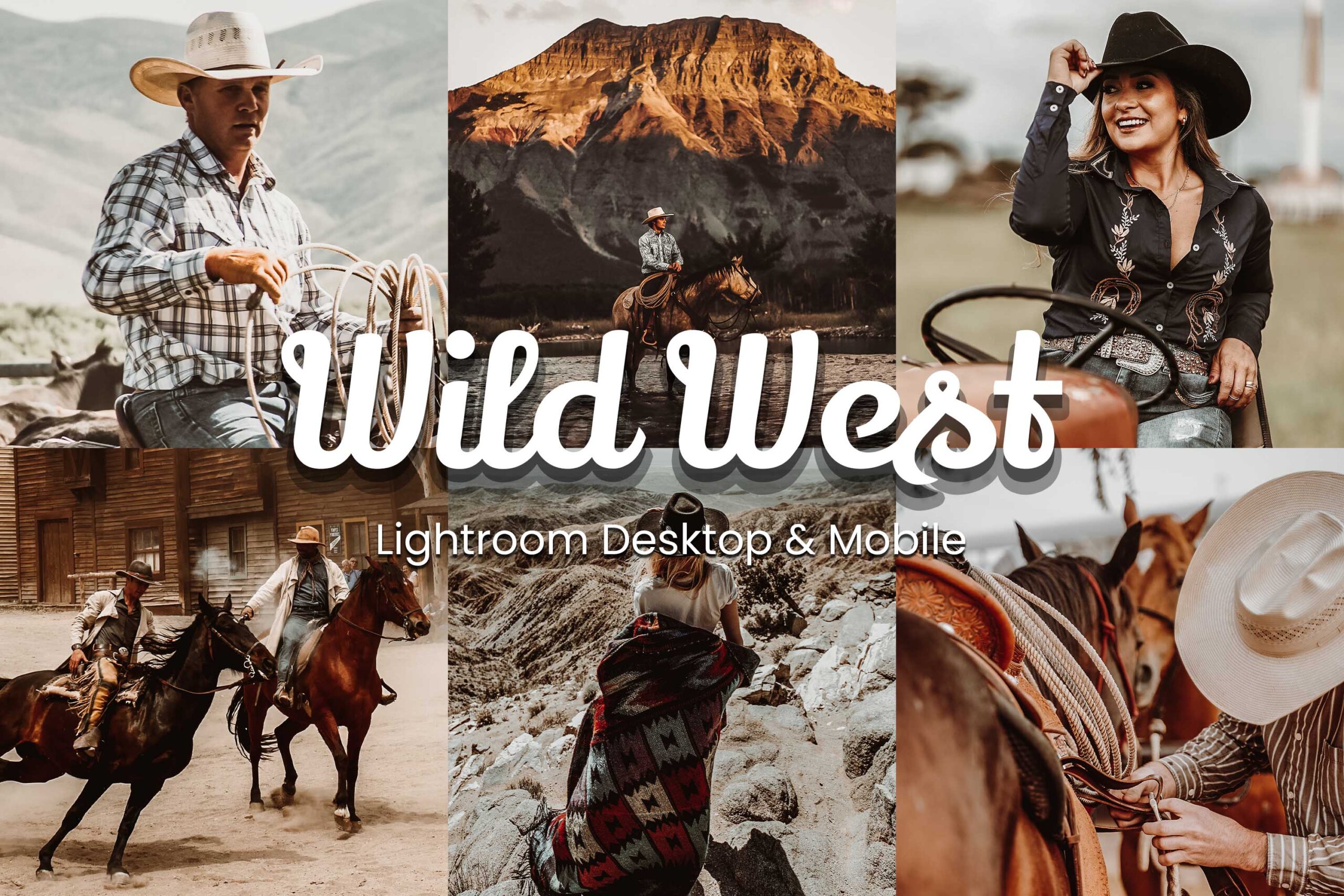 Elevate your Western-inspired photos with this comprehensive Lightroom Presets bundle, featuring 30 desktop and 30 mobile presets to achieve vintage, rustic, and moody effects.
