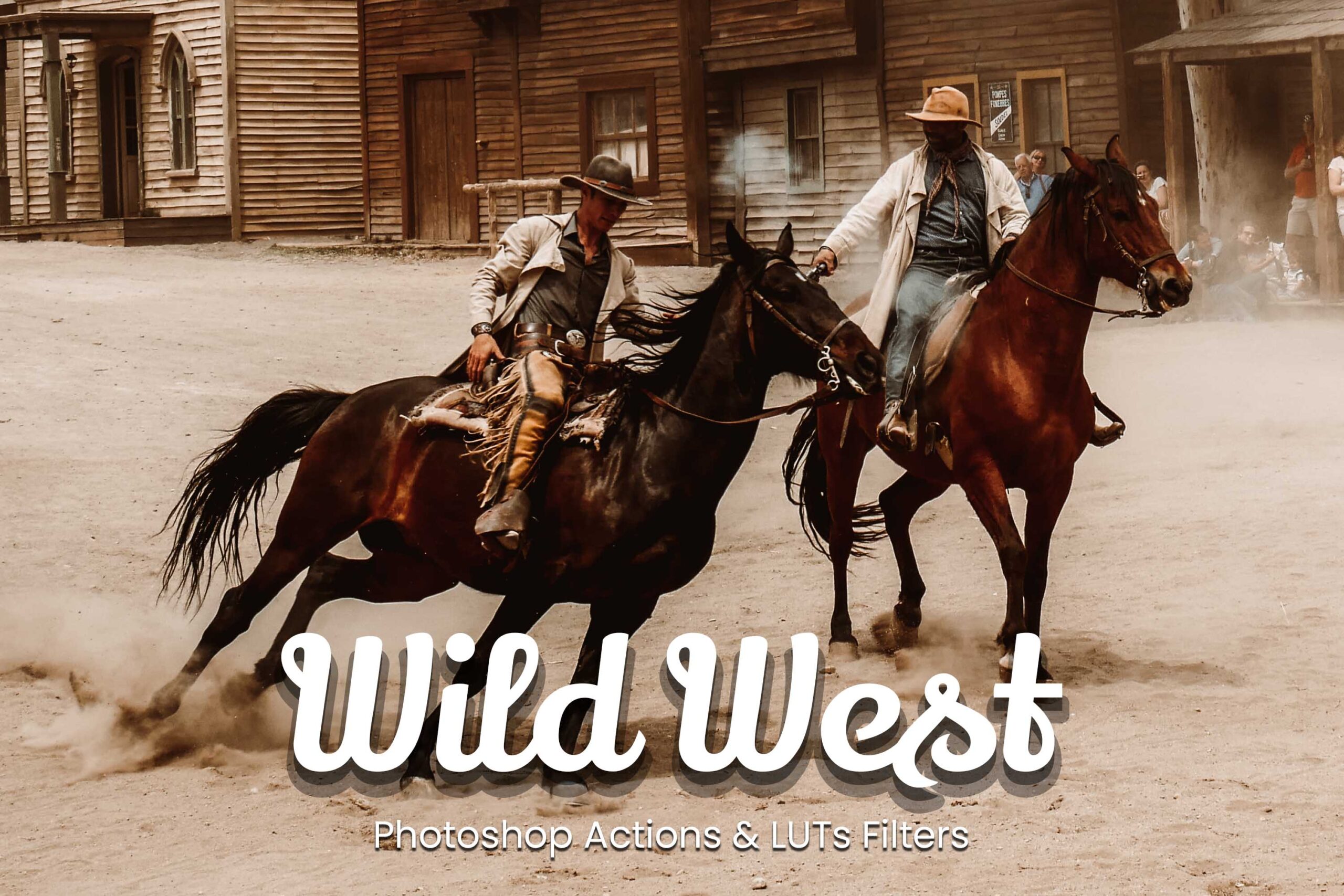 Vintage, gritty Photoshop actions inspired by the rugged American West, perfect for adding a classic, weathered look to your photos.