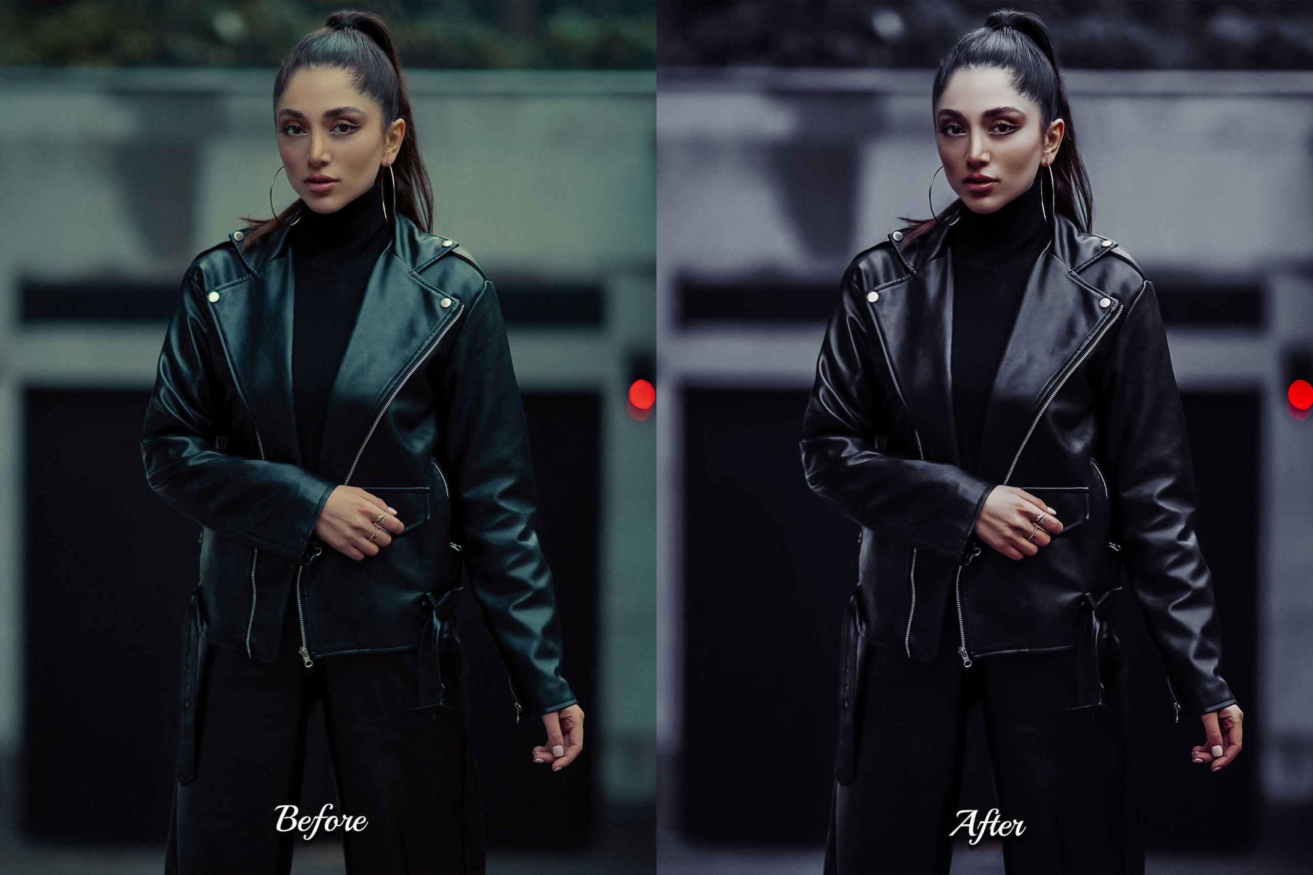 Dark Luxe Photoshop Presets: Enhance urban and lifestyle photos with moody, luxury vibes.