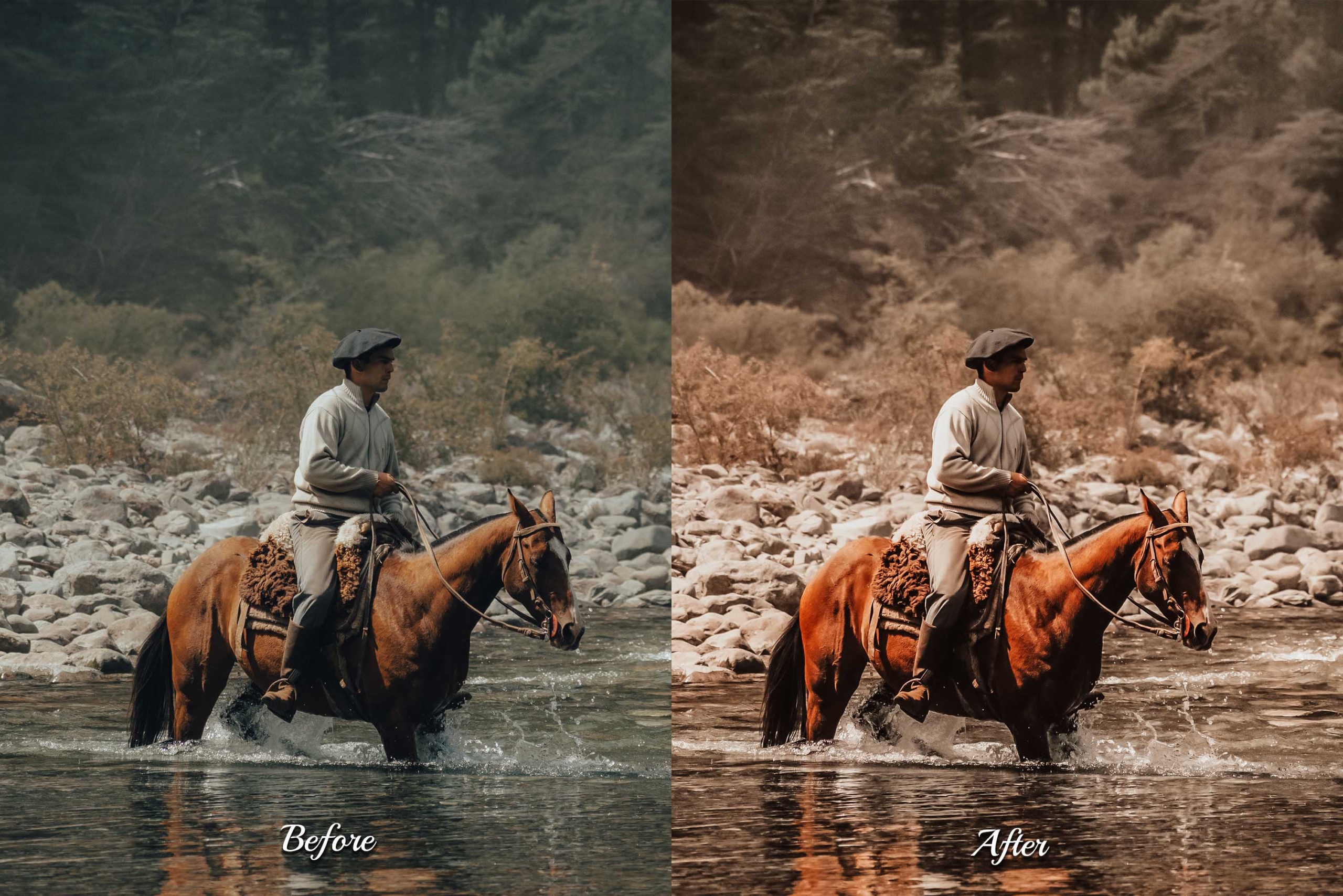 All-in-one Photoshop toolkit featuring a curated collection of Wild West-inspired actions, LUTs, and presets for effortlessly achieving a range of vintage, cinematic, and rustic photo effects.