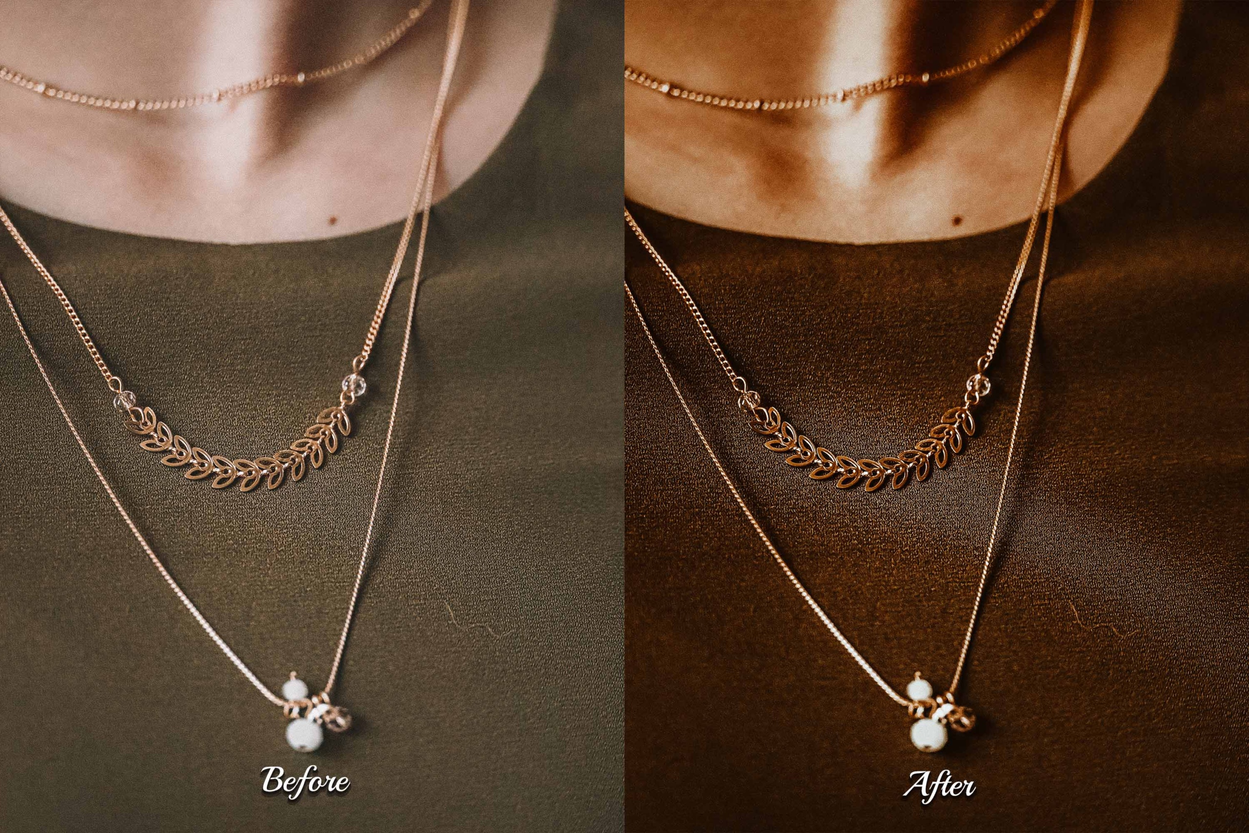 Transform your jewelry photography with Gold Glow Photoshop Presets, featuring 30 actions and video LUTs.