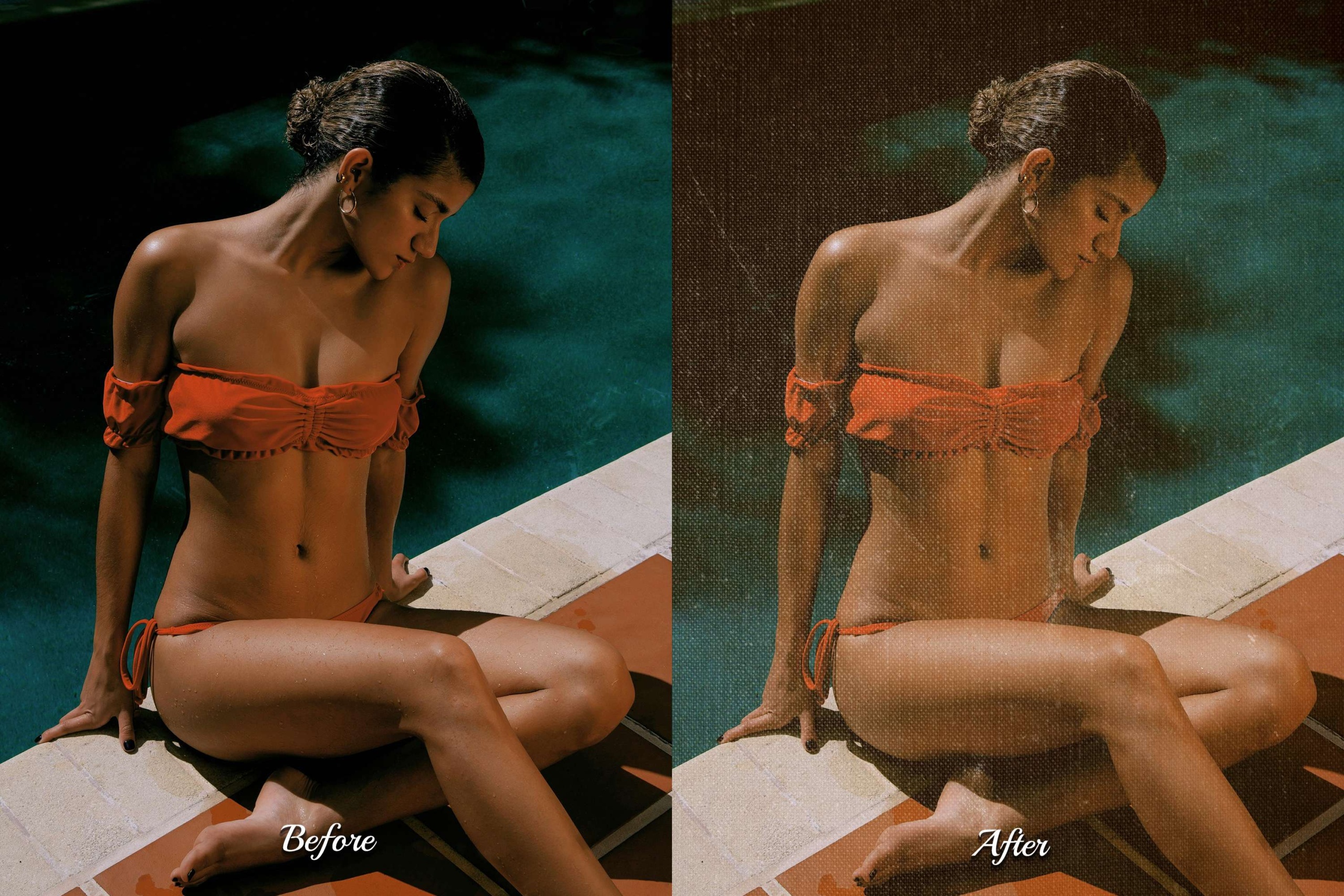 The grain effect overlay evokes nostalgia, like vintage film grain. It softens and enriches your images, making them feel timeless and sentimental.