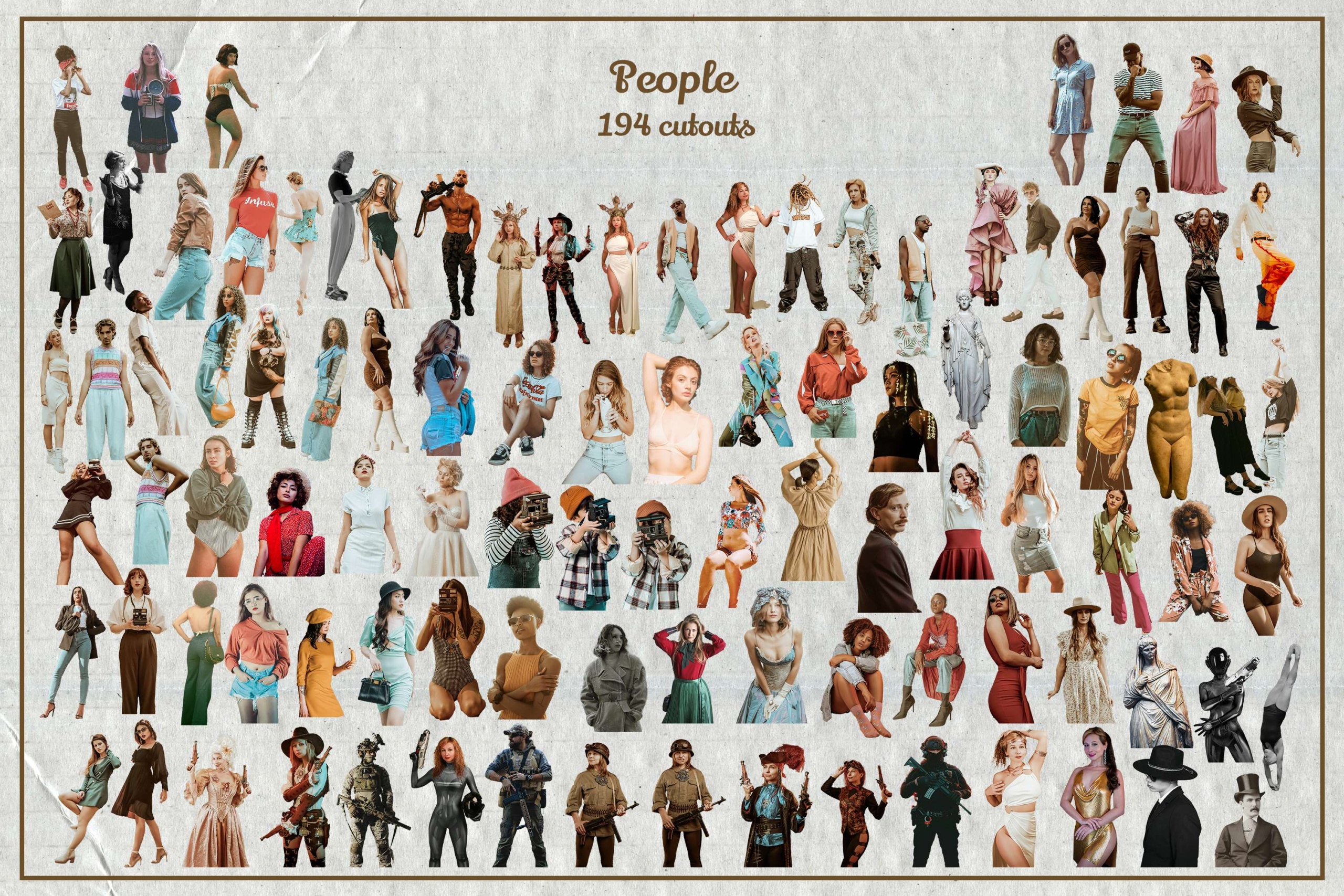 Food Collage Piece: A cutout of food items—think retro diner meals or iconic snacks—that brings a taste of the past to your designs.