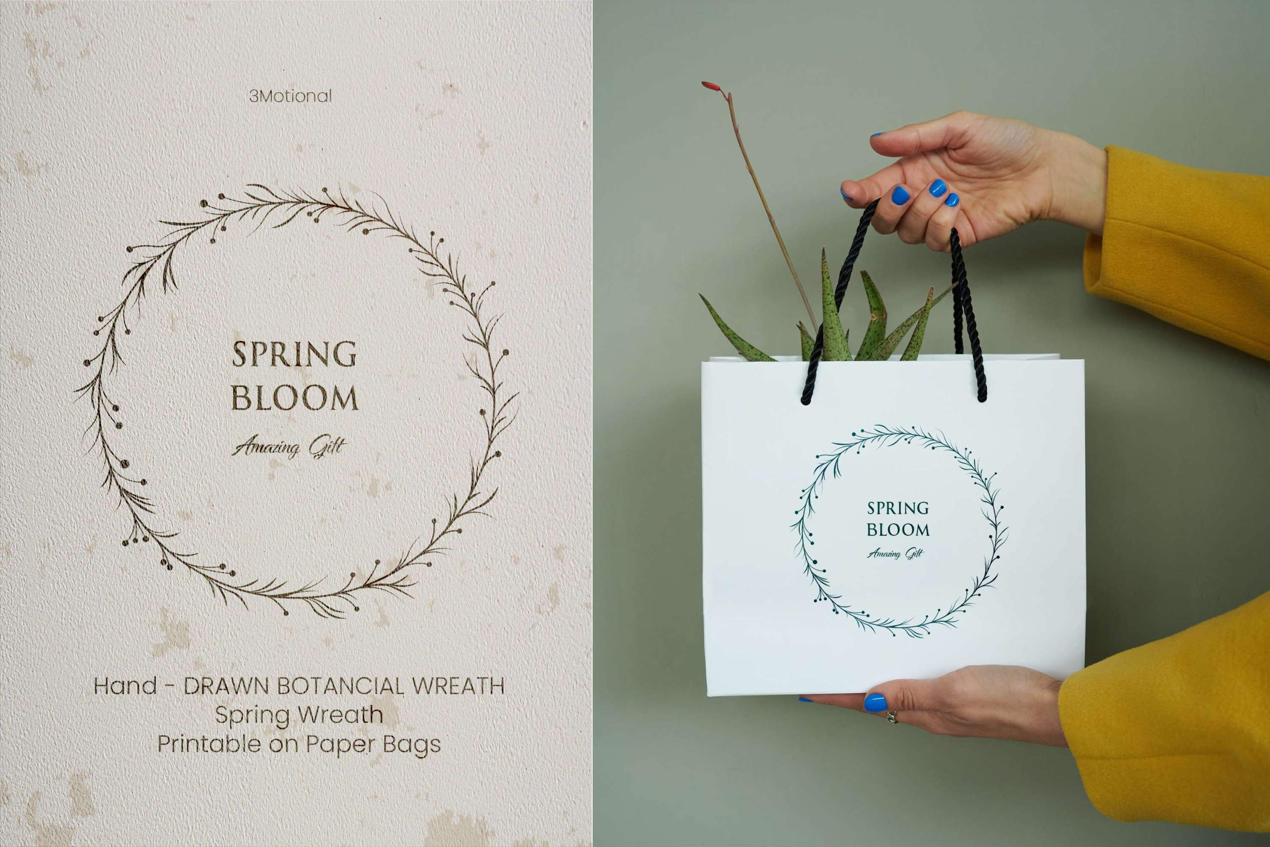 Versatile Packaging Design: Elevate your product packaging with these customizable wreaths. From soap labels to gift boxes, they add a touch of handmade charm.