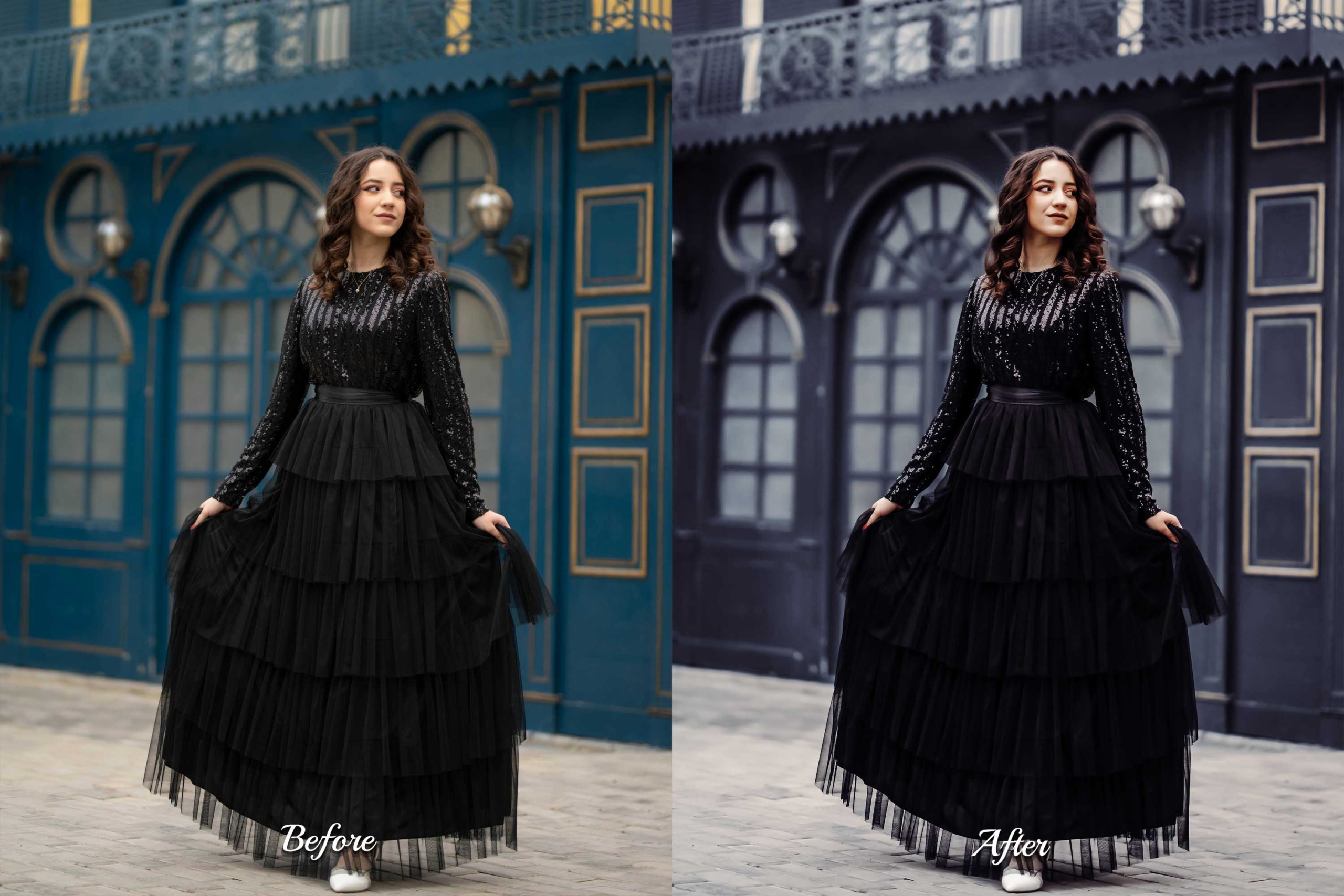 Dark Luxe Lightroom Presets: Enhance urban and lifestyle photos with moody, luxury vibes.