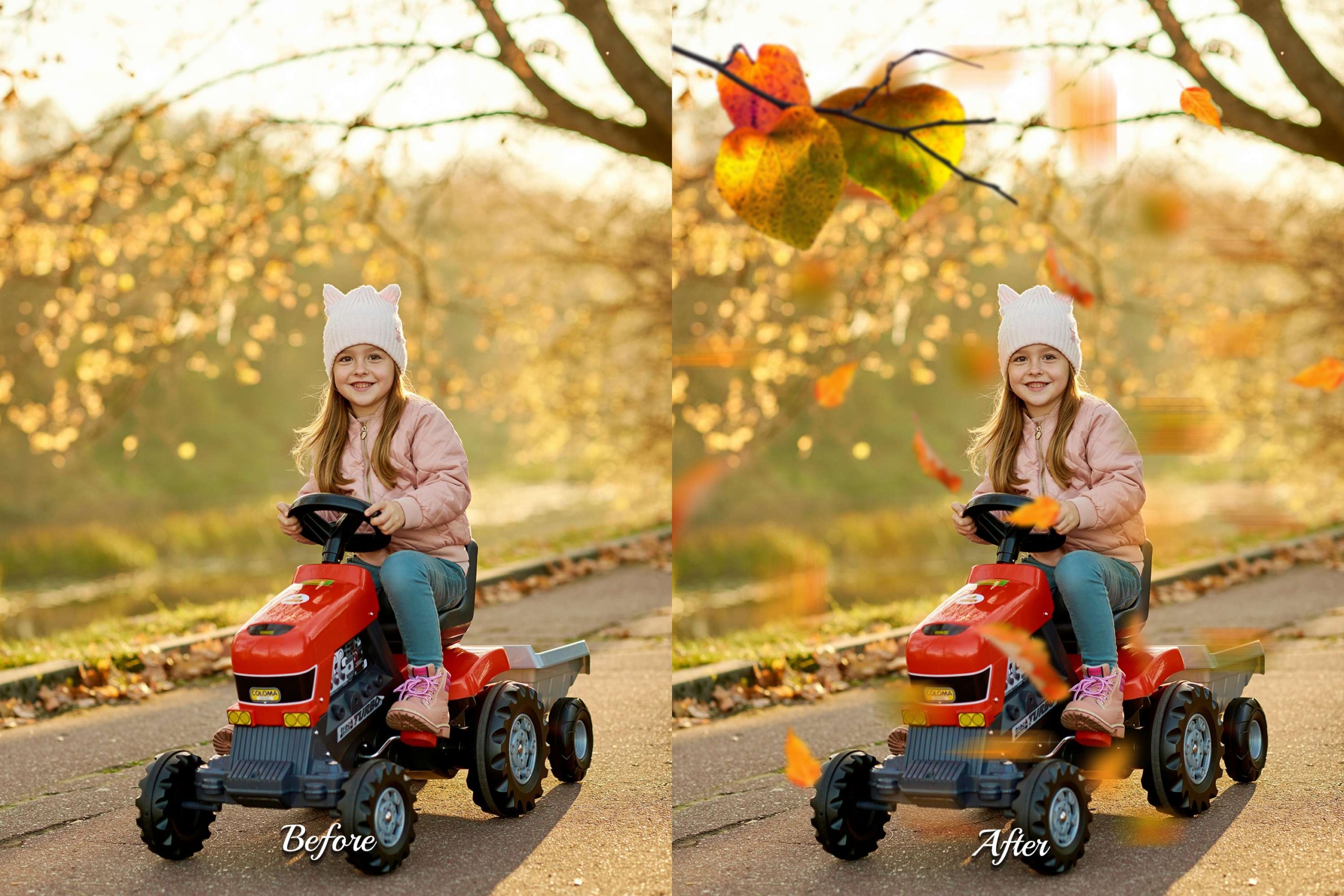 Transform your photos with 60 Golden Leaves Overlays.