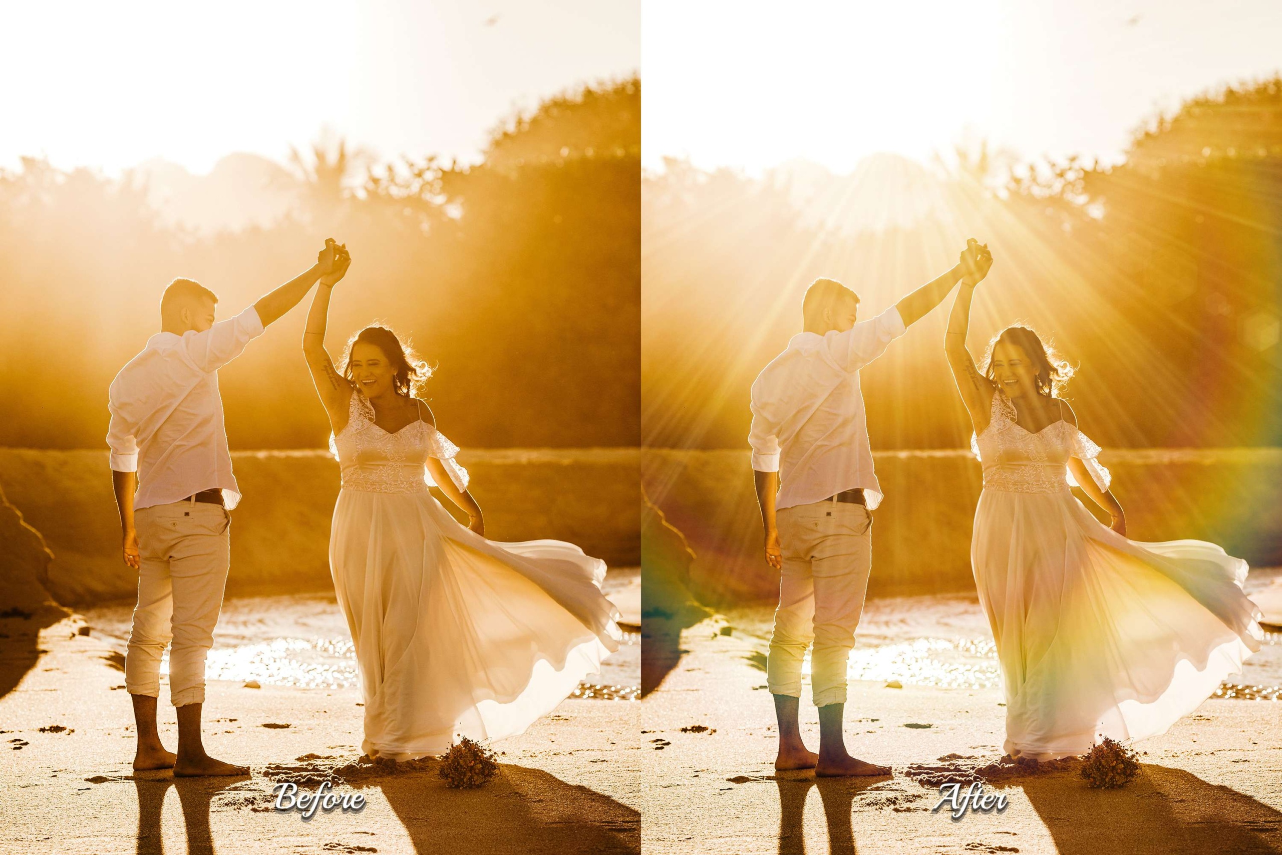 Enhance your photos with 104 Sun Leak Overlays: Gold Ring Flares, Crystal Light, Sun Bokeh. Ideal for weddings and nature photography.
