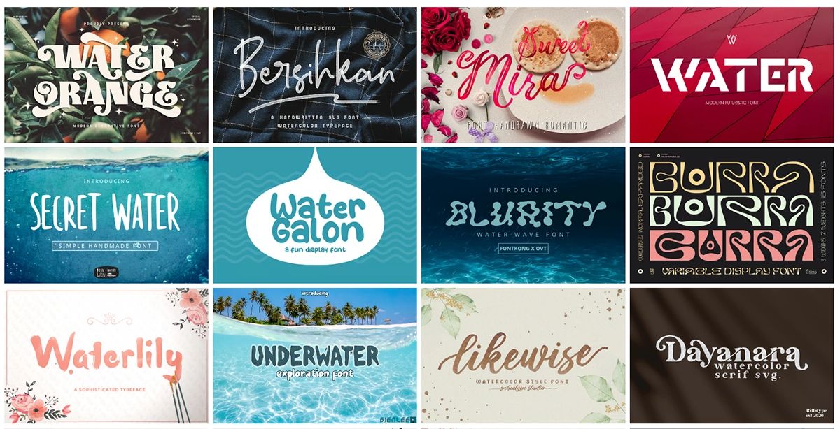 water fonts preview