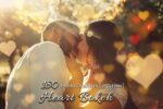 180 Heart Bokeh Overlays: Enhance photos with Lovely Lights, Gold Glitter, and Glow Texture for couples, weddings, and love stories.