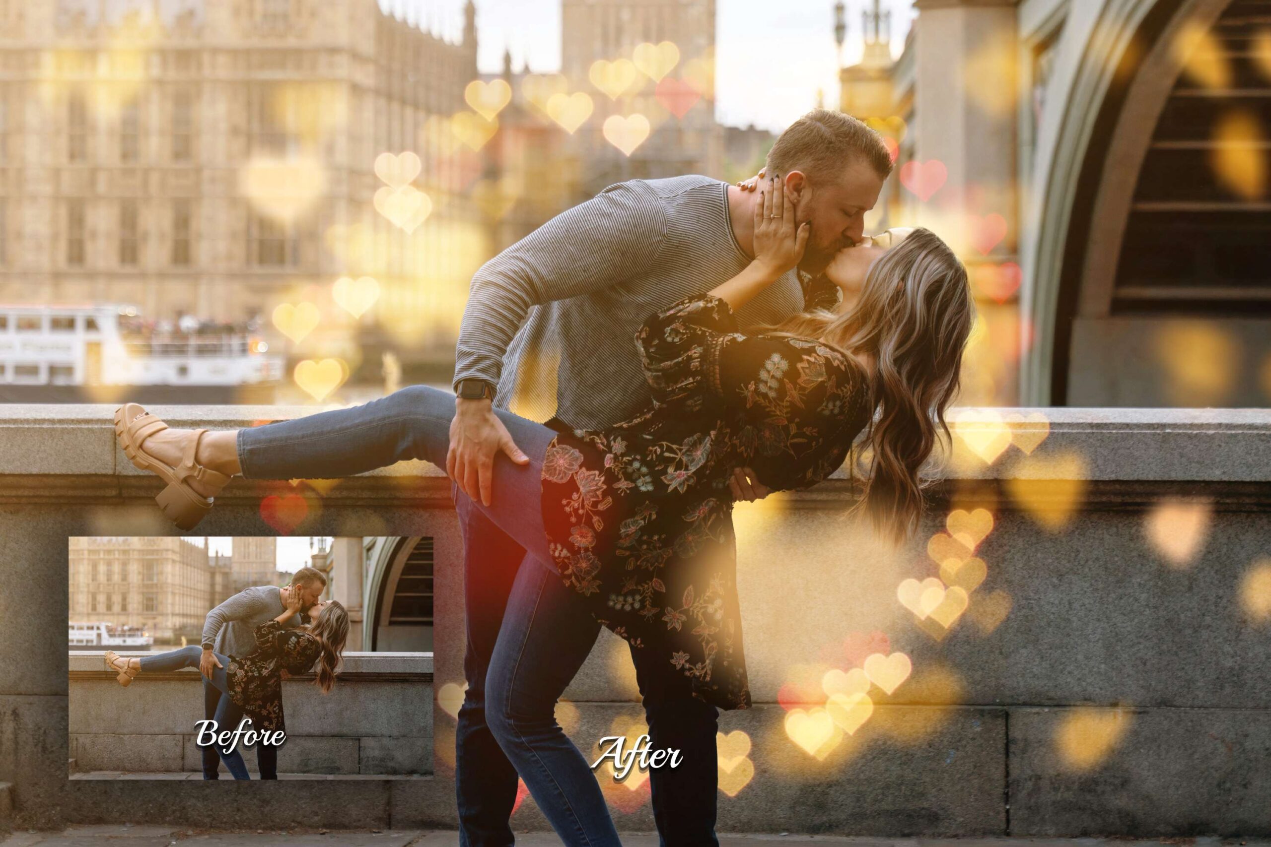 Romantic Heart Bokeh JPG Overlays: Perfect for maternity shoots, outdoor events, and Valentine’s Day photography.