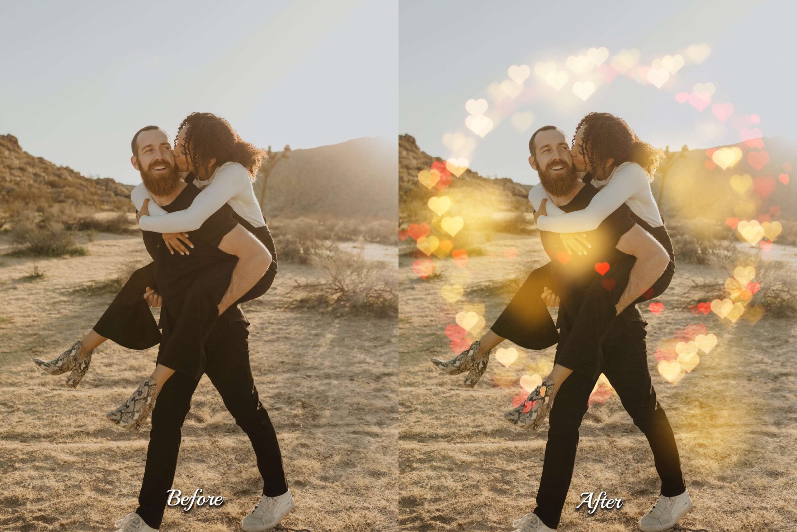 Add stunning effects to portraits with 180 Heart Bokeh Overlays featuring Lovely Lights, Red Heart Background, and Fairy Lights.