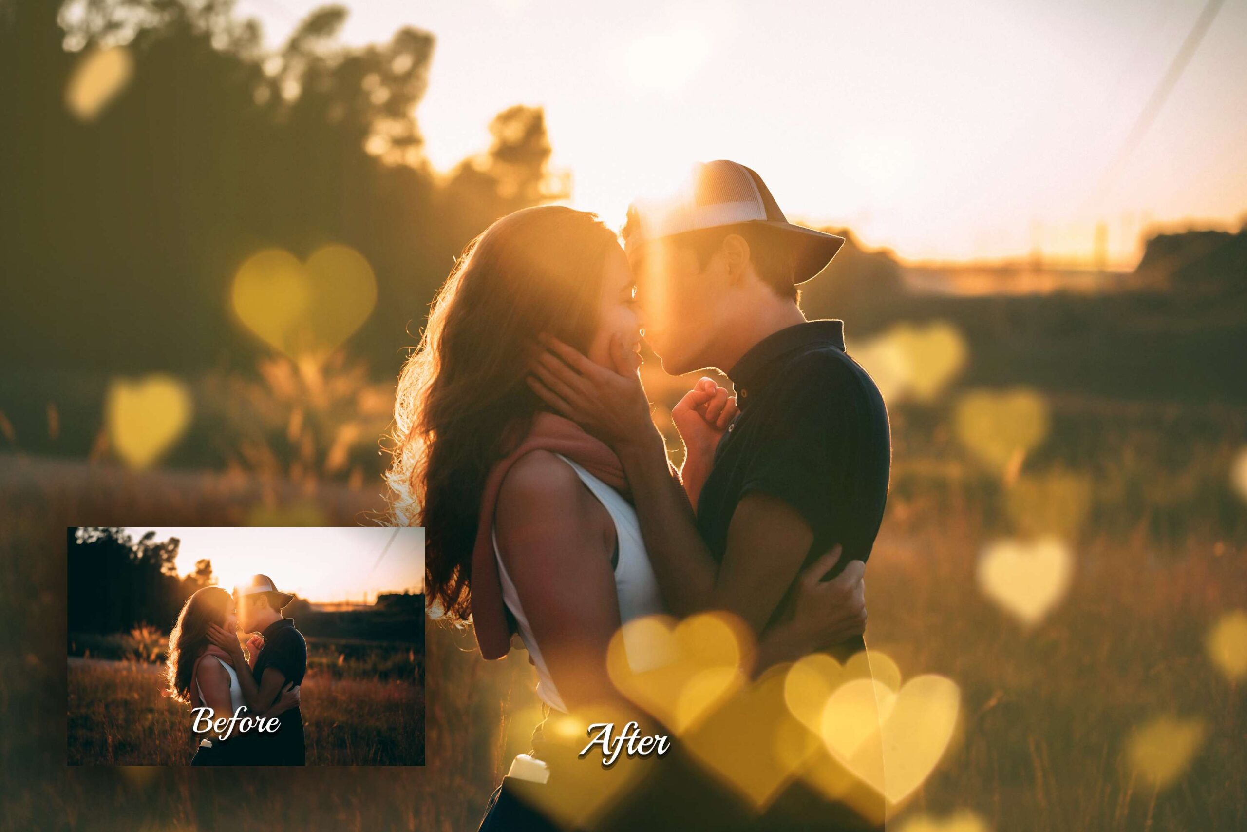 Transform your photos with Heart Bokeh JPG Overlays: Ideal for weddings, love stories, and romantic events.