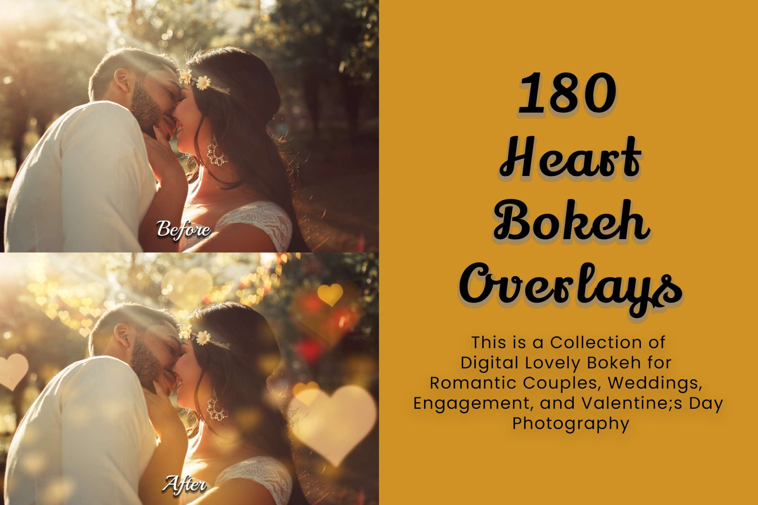 180 Heart Bokeh Overlays: Elevate your images with digital fine art effects, perfect for couples and maternity shoots.